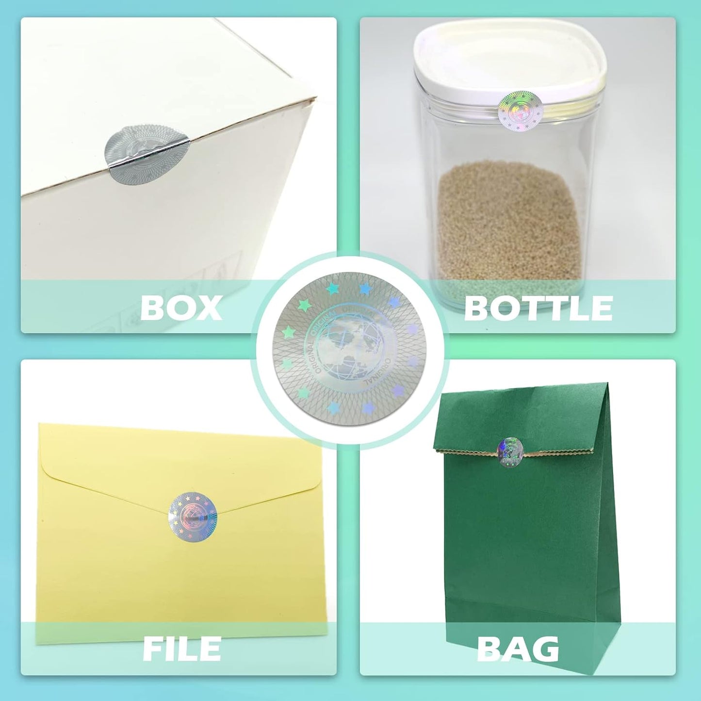 380pcs Hologram Tamper Proof Security Labels - Warranty Void Stickers, Tamper Evident Seal, Holographic Round Stickers (0.8inch, Silver, GQYH)