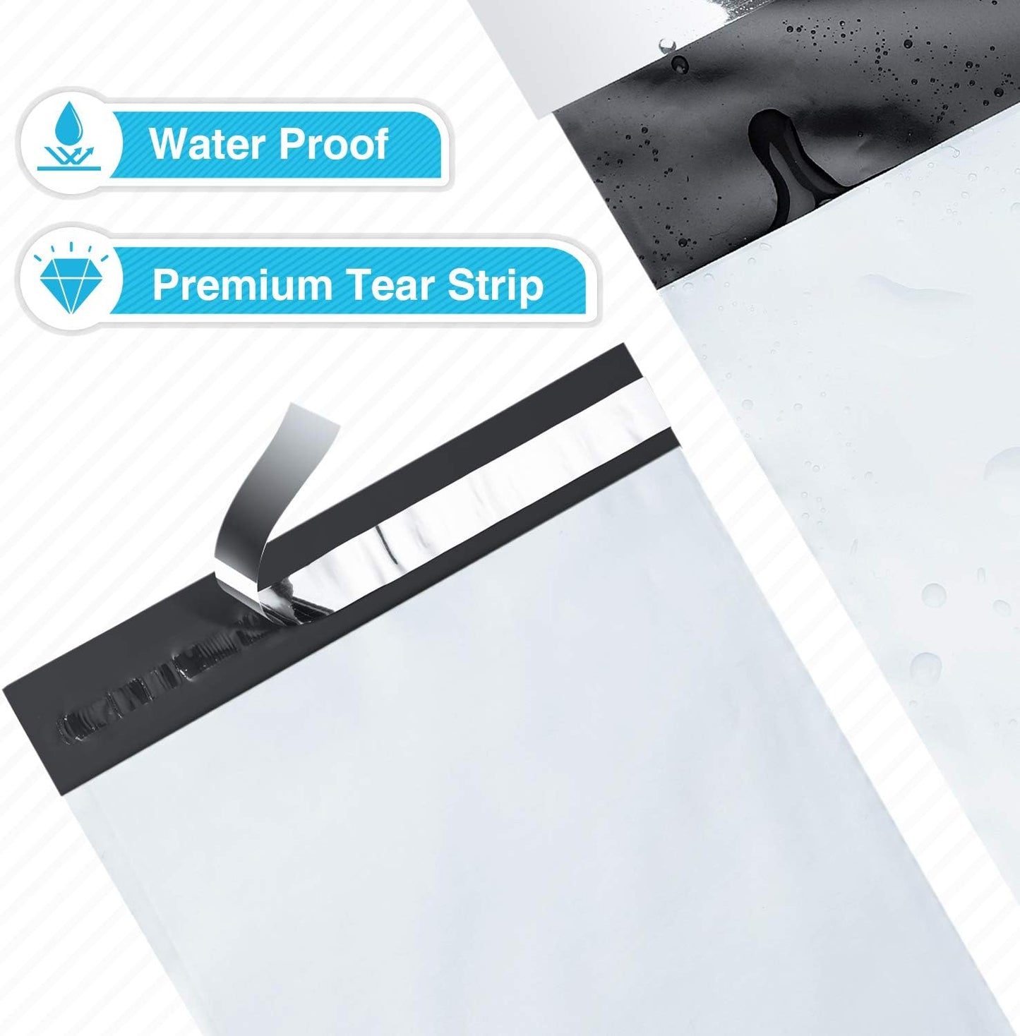 Fuxury Poly Mailers 9x12 Inch 100 Pcs Tear-Resistant Shipping Bags For Clothing, Self-Seal Shipping Envelopes, Waterproof Packaging Bags for Small Business, Durable Mailers Poly Bags White