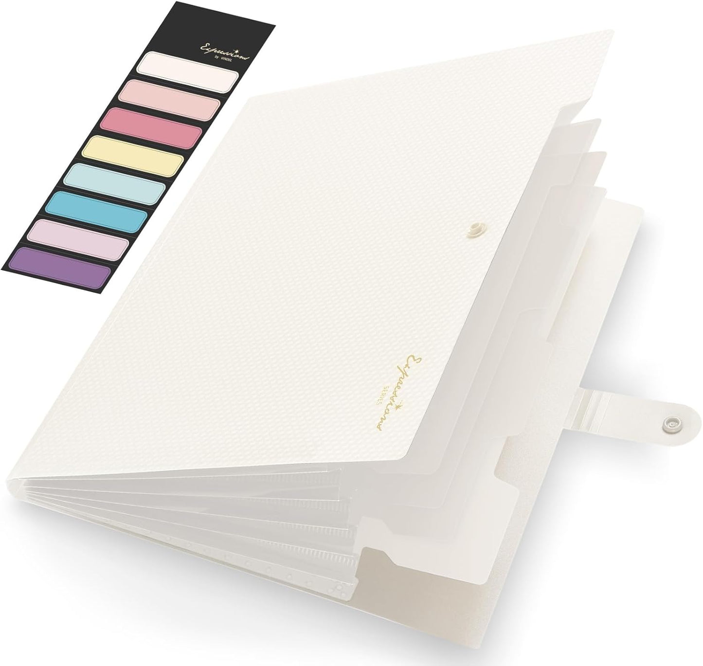 Sooez Expanding File Folder, Letter Size Accordion File Organizer, 5 Pocket Folders for Documents, Portable Filling Products for School Office Supplies, Off White