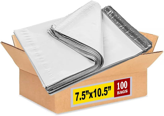 iMBAPrice 100 - 7.5x10.5 Premium Matte Finish Self-Sealing Non-Padded White Poly Mailers/Mailing Envelopes/Bags (iMBA-2PM-100)