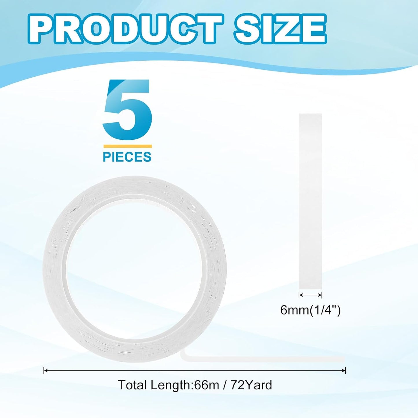 MECCANIXITY Whiteboard Tape 1/4" x 72 Yard Pinstripe Graphic Chart Line Grid Marking Tapes for Classroom Office Dry Erase Board Art, White, Pack of 5