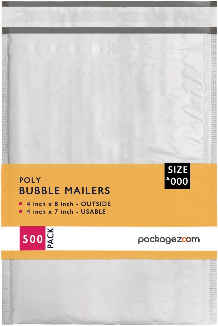 4x8 inches Poly Bubble Mailer Self Seal Bubble Shipping Envelopes 2.5 Mil 500 Pack