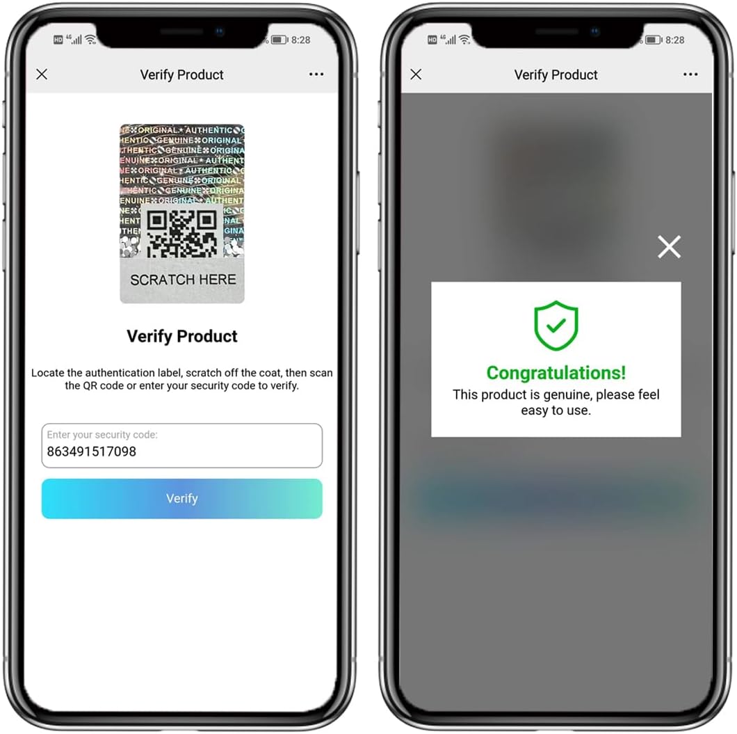Anti-Counterfeit Packaging Authentic Hologram Labels Silver QR Code Stickers Security Seals Genuine Tags Unique Random Serial Number 1X0.7 inch Holographic Stickers (480pcs)