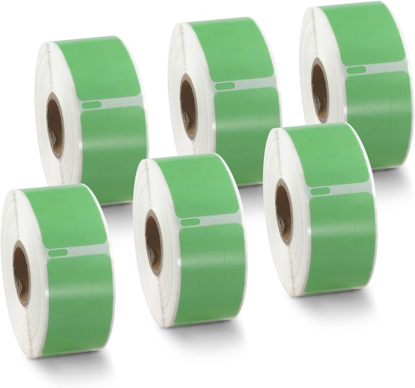 BETCKEY Colored Labels Compatible with Dymo 30330 (3/4" x 2") Small Multipurpose Labels, Compatible for Dymo LabelWriter Thermal 450, 4XL & Zebra Desktop Printers [6 Rolls, Green]