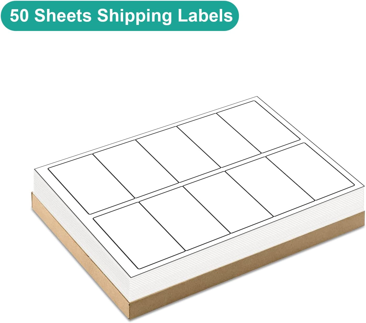 MFLABEL 2x4 Shipping Labels - 500 Adhesive Address Labels for Laser/Inkjet Printer, 50 Sheets FBA Labels, 10-UP Matte White Stickers for Packages, Mail, FBA & Shipping Boxes
