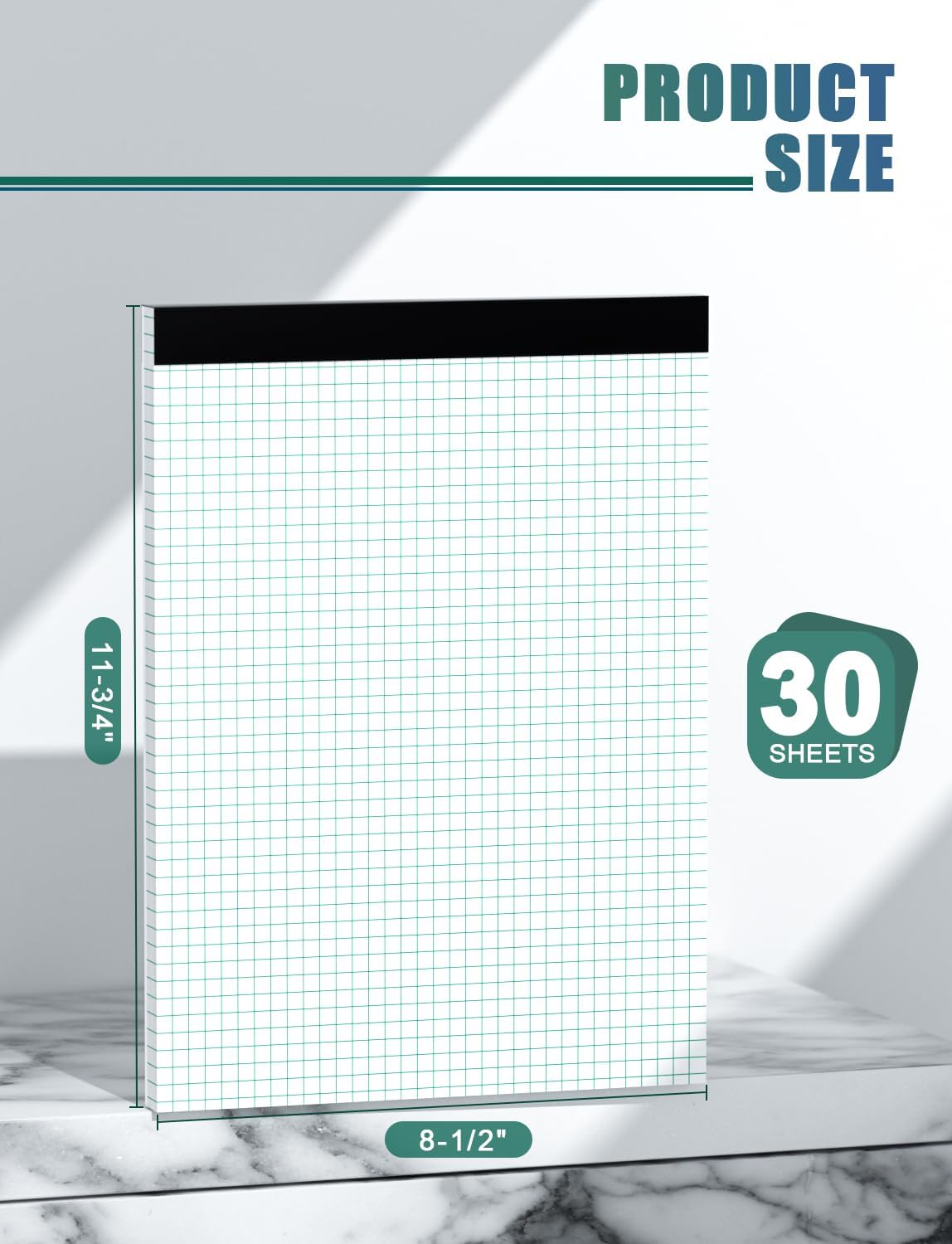 Graph Paper Pads 8.5 x 11, 4x4 Graph Ruled, 2 Pack 1/4 Graph Paper Notebooks, Grid Paper Pad Notebook 8-1/2" x 11" Graphing Paper, Perforated Quadrille Pad, 70GSM White Graft Paper Pads, 30 Sheets/Pad