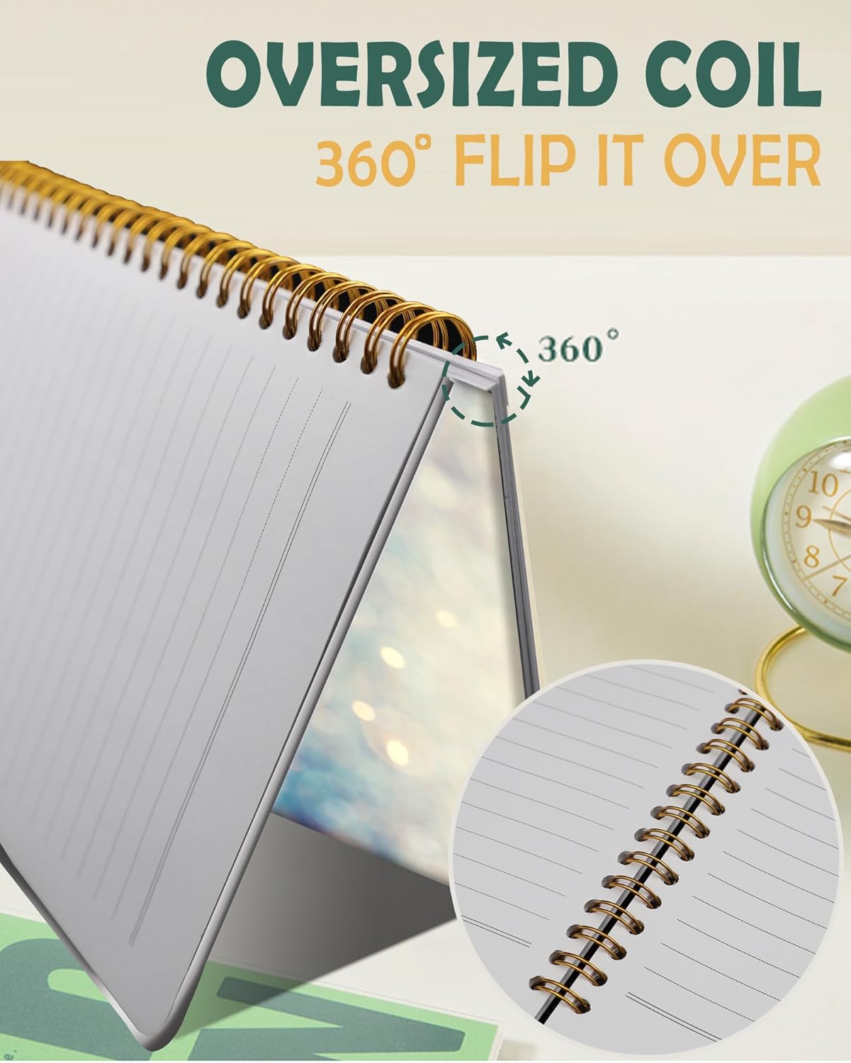 Ruled Spiral Writing Notebook,A5 Hardcover Lined College Journal for Women Lady,Fashion Puppy Watercolor Strong Twin-Wire Binding with Premium Paper,8.4" X 6",Perfect for School,Office,Home Gifts(Beautiful Blue Shiny)