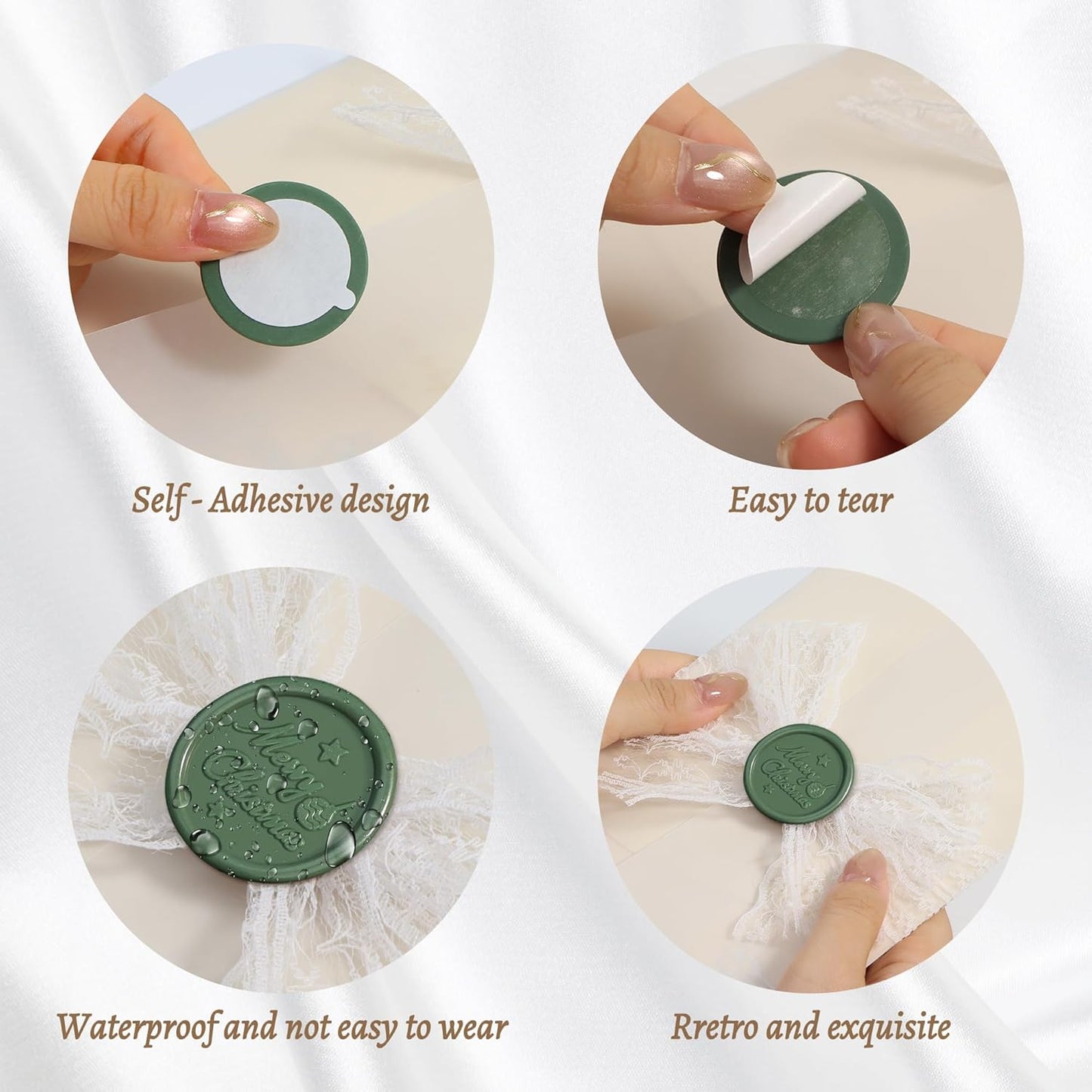25 Pcs Handmade Wax Seal Stickers, Wedding Invitation Envelope Seal Stickers, Perfect for Invitation, Christmas, Gift Wrapping(Merry Christmas Style, Olive Green Wax)