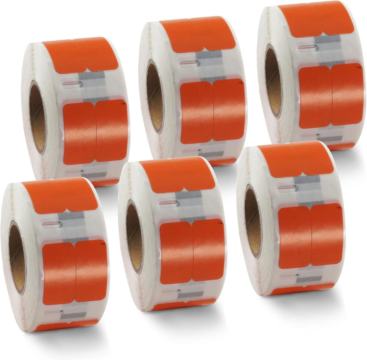 BETCKEY Colored Labels Compatible with Dymo 30333 (1/2" x 1") Extra Small Labels (2-up), Compatible for Dymo LabelWriter Thermal 450, 4XL & Zebra Desktop Printers [6 Rolls, Orange]