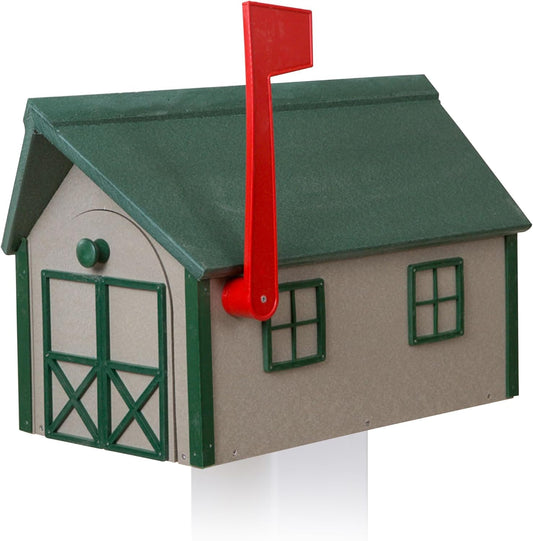 Peaceful Classics Poly Mailbox- Durable, Weather-Resistant Amish Craftsman Mailboxes for Outside Uses Like Front Yard & Road Side- Long-Lasting, Decorative, Modern Mailbox (Clay w/Green Trim & Roof)
