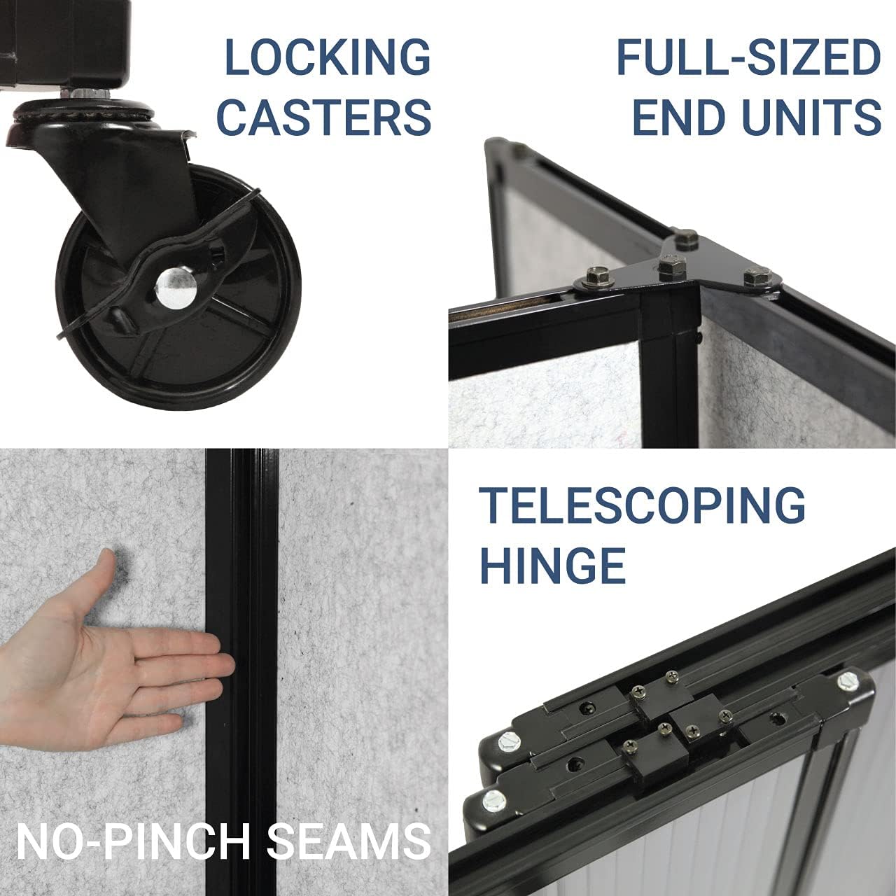 Versare Straightwall Sliding Portable Wall Partition | Freestanding Office Dividers | Locking Wheels | Temporary Room Separator | 7'2'' Wide x 7'6'' Tall Powder Blue Fabric Panels