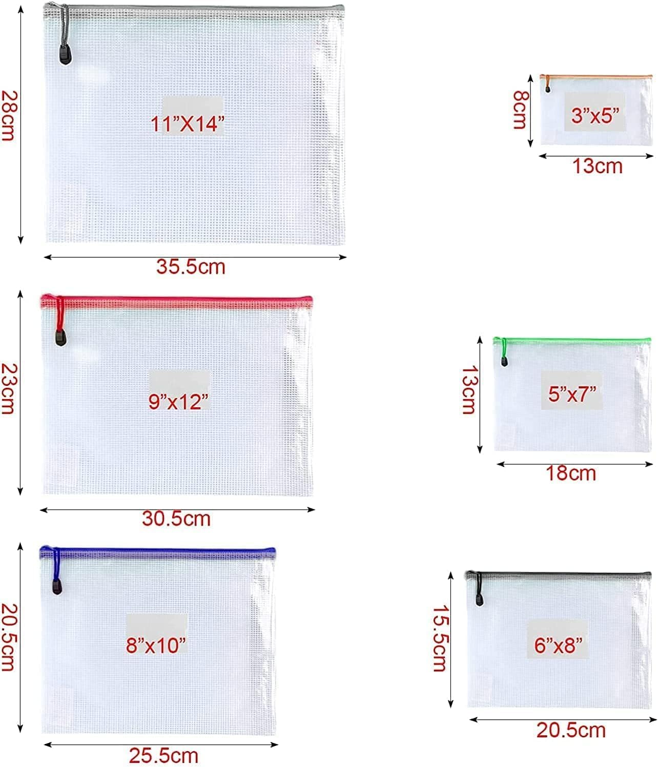 Oaimyy-18 Pcs, Large Mesh Zipper Pouch Document Folders Bag Plastic Zip File Folders for Office Supplies,Travel,Puzzles Games Organizing Storage,Classroom Board Game Organization (9 * 12, inches)