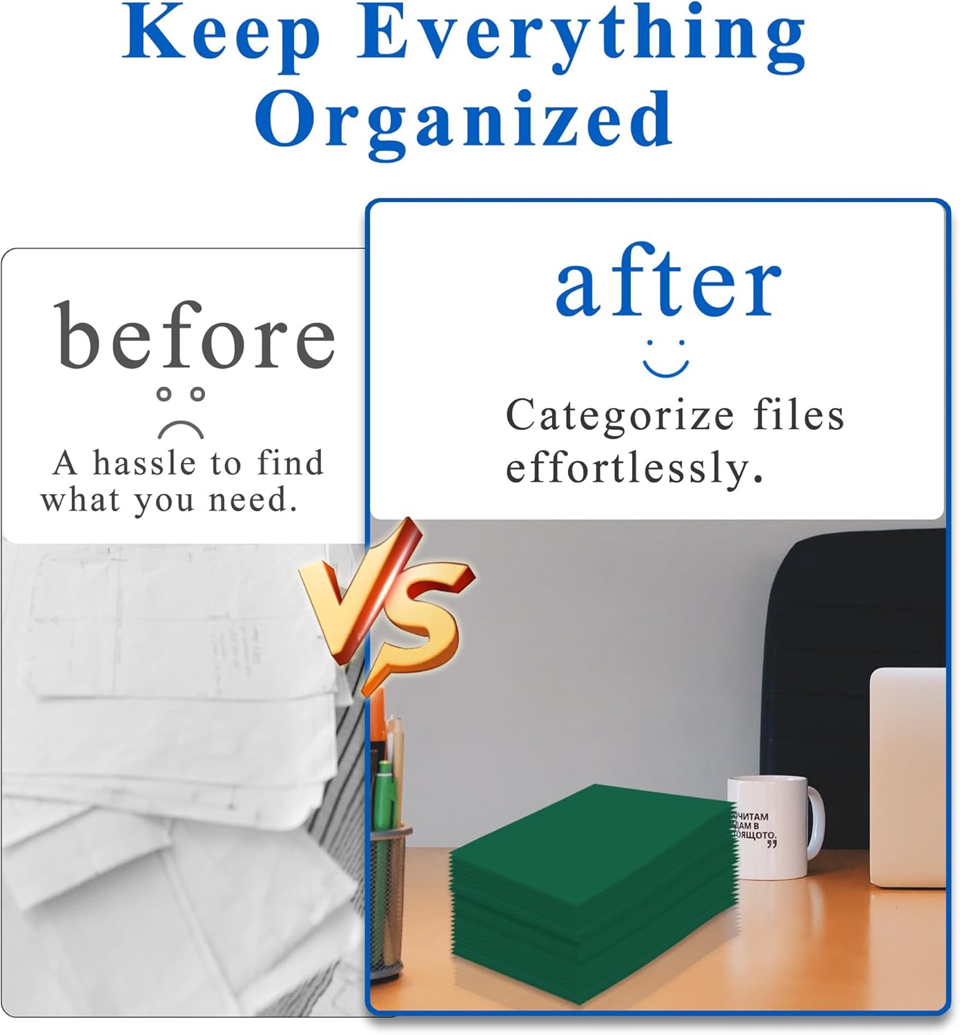 Zzrywuty File Folders with Pockets Letter Size, 50-Pack Paper Folders with Card Slot, Two Pocket Folders for School Students, Businessmen, Home and Office Workers（Dark Green）