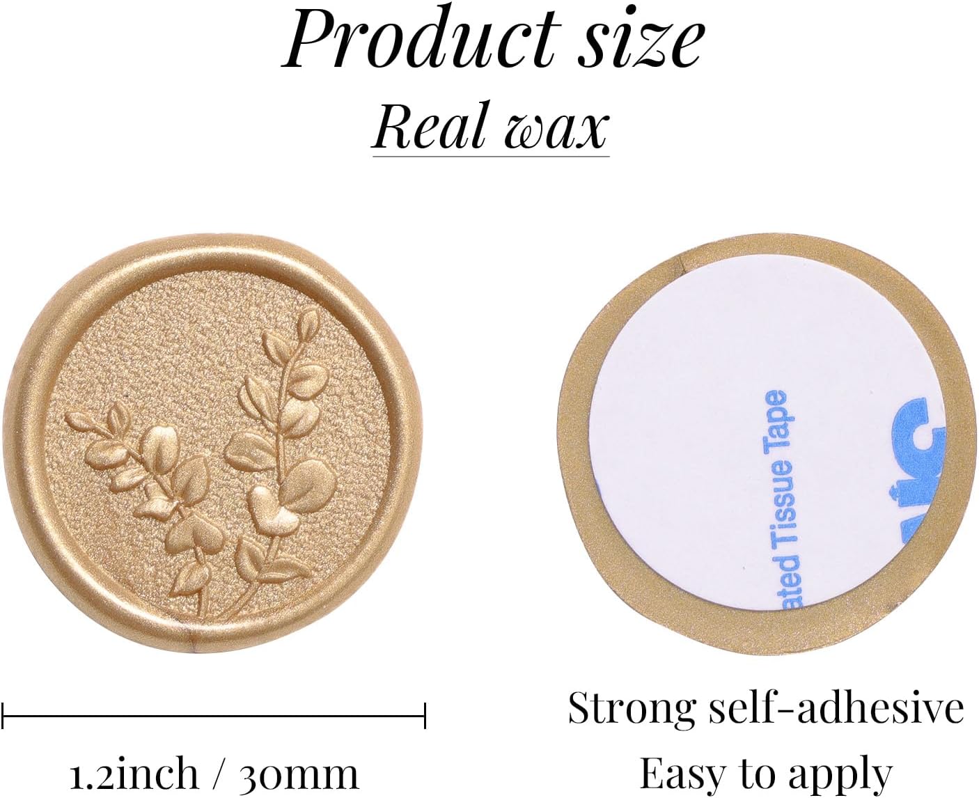 UNIQOOO Wax Seal Stickers - Eucalyptus Leaves Wedding Invitation Envelope Botanical Seal Stickers, 50 Pcs Self- Adhesive Light Gold Stickers, Perfect for Invitation, Christmas, Gift Wrapping, Party