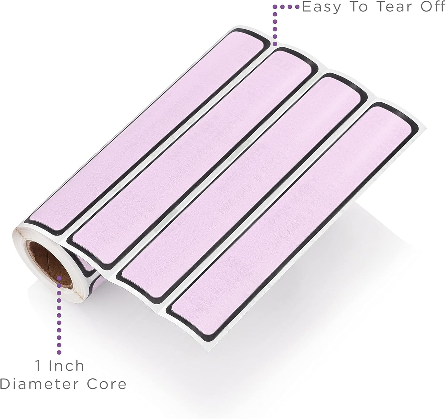 Carstens Adhesive Sticker Labels, 5 3/8” x 1”, Binder Labels for 1” Ring Binder Spines, Lavender, Roll of 200
