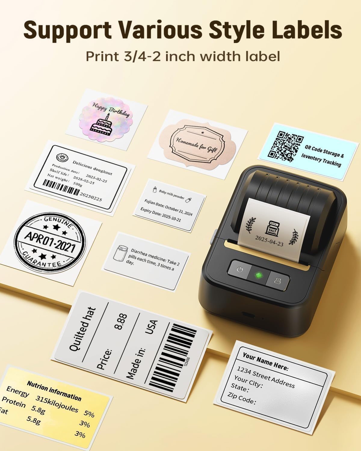 Label Maker Machine with Tape, Bluetooth Label Makers, Portable Thermal Label Printer Easy to Use for Small Business, Home, Office, School, Barcode, Address, Sticker Printer for Phone