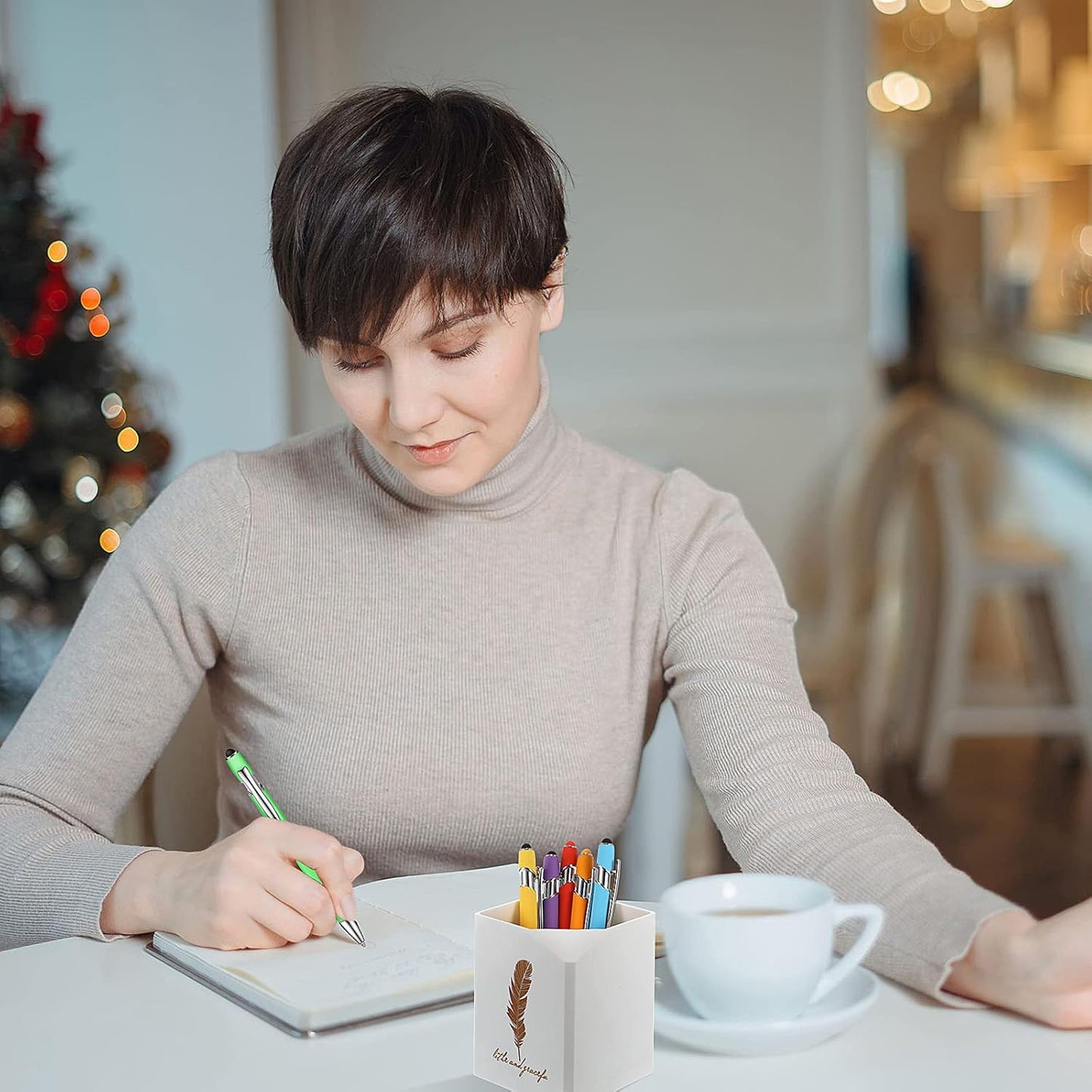 Zonon 38 Pieces Rubberized Ballpoint Pen with Stylus Tip Stylish Metal Pen Capacitive Styli with Soft Rubberized Grip, Black Ink for Most Devices(Assorted Colors)