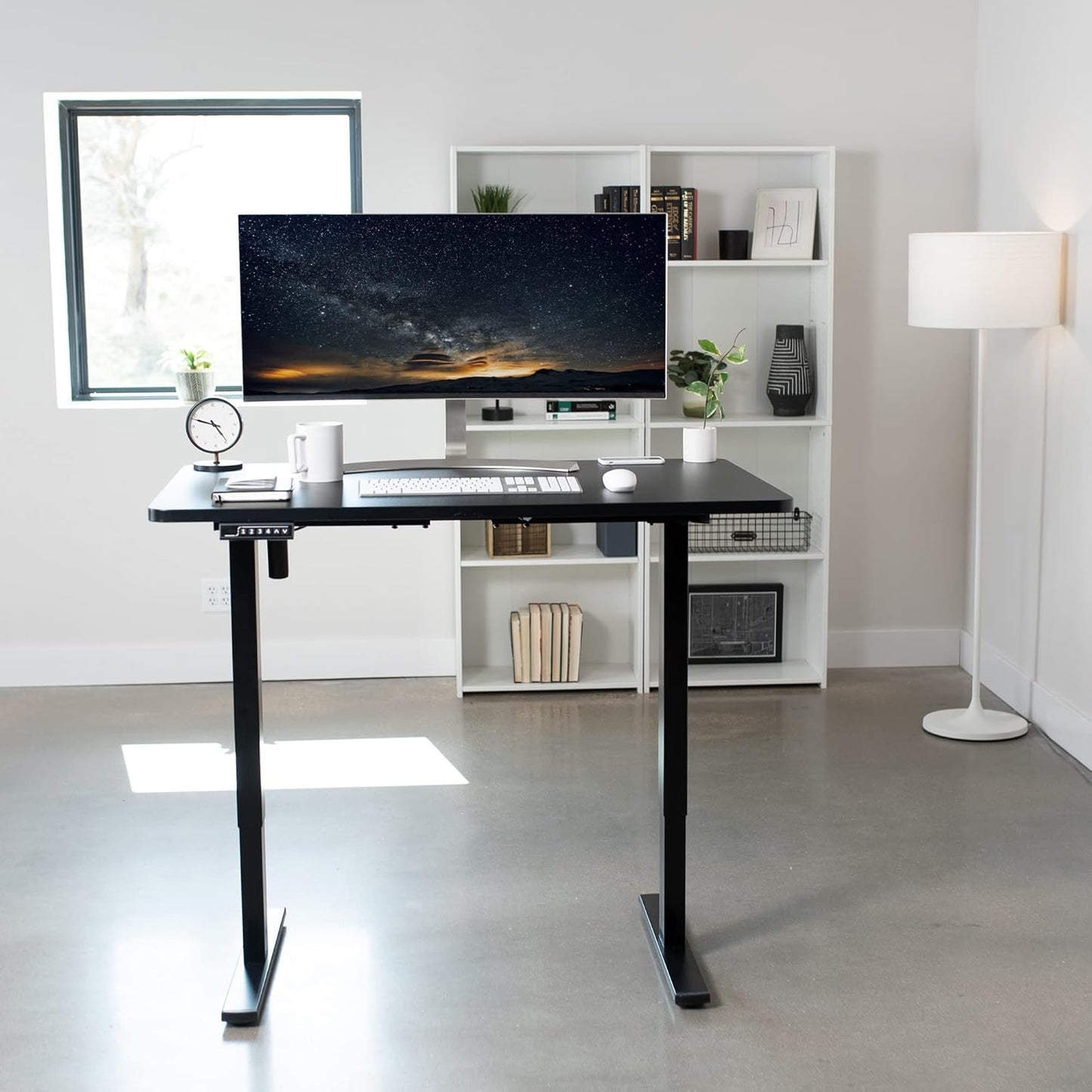 VIVO Electric 48 x 30 in Standing Desk, Memory Height Adjustment, 1B Series, One-Piece Black Top, Black Frame, DESK-KIT-1B5B