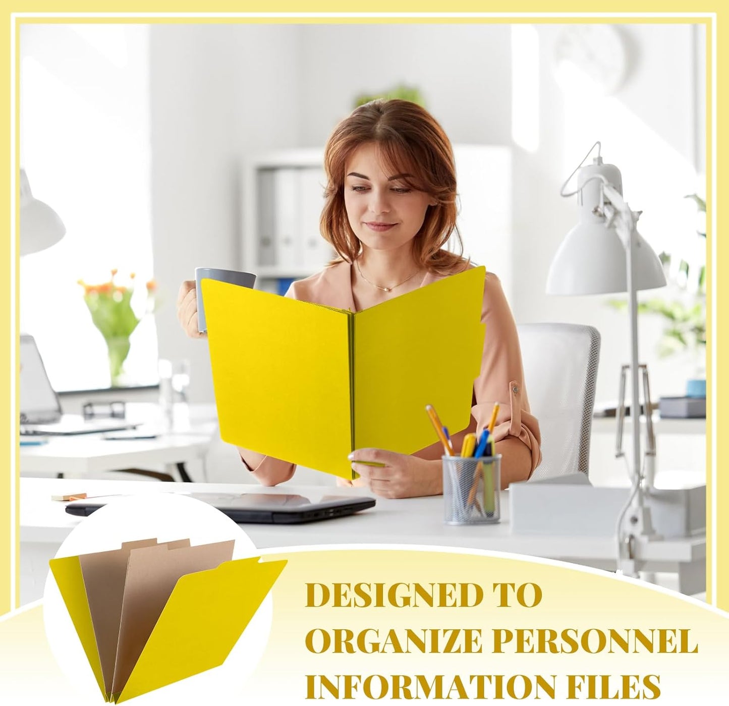 36 Pcs Classification Folders Letter Size, 2 Pocket Dividers Pressboard File Folder with Fasteners, Expanding File Organizer Bulk for Teachers, Clergy, Office, Church, Christmas (Yellow)