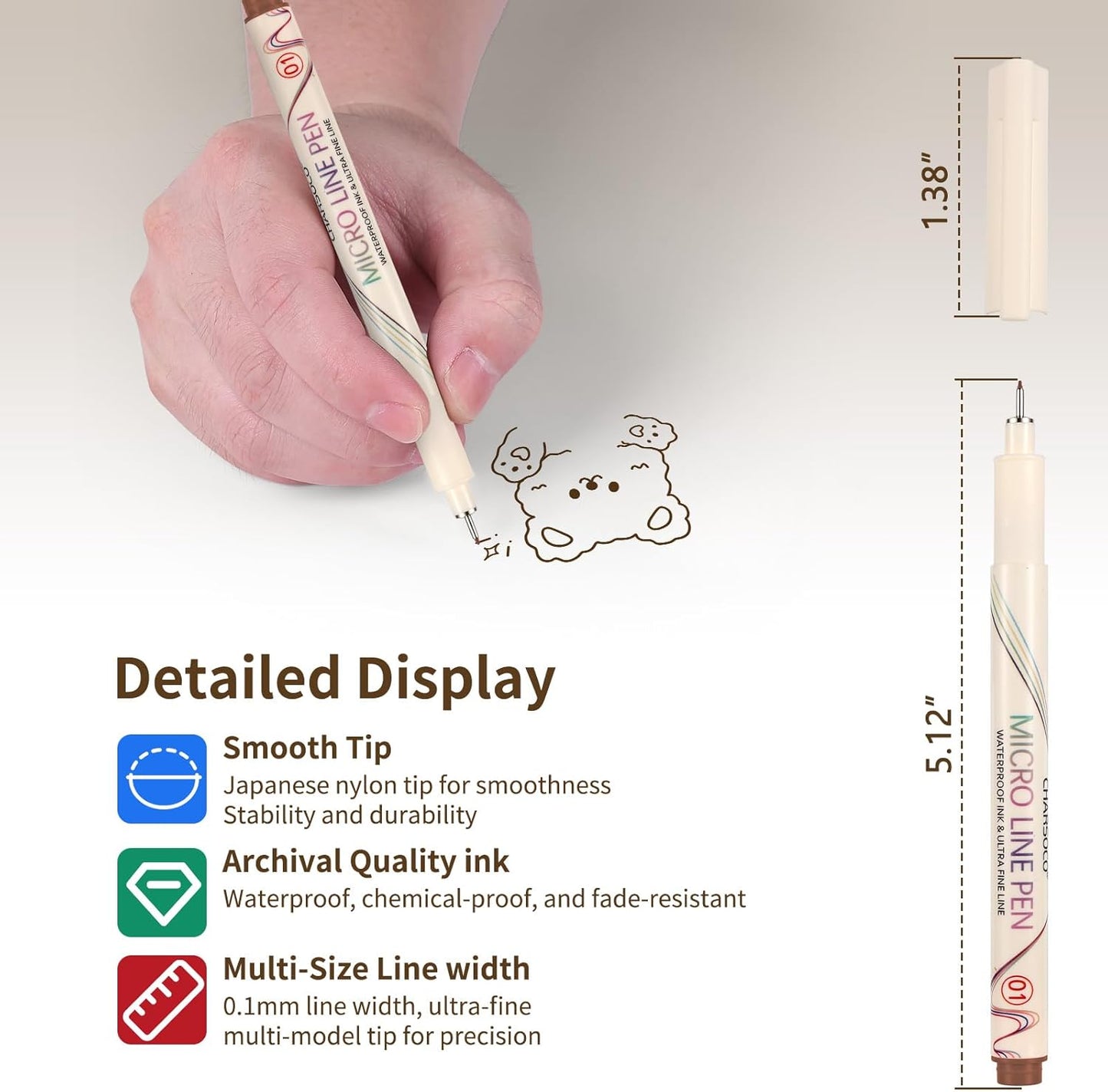 01 Micro Fine Point Pen Set - 24 Waterproof Archival Ink Colors, 0.25mm Fineliner Pens for Art Illustrations, Sketching, Anime, Manga, Technical Drawings & Scrapbooking