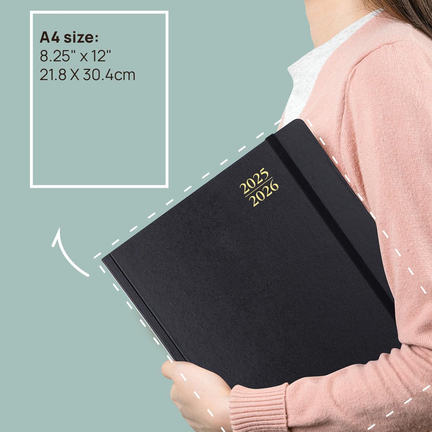 POPRUN 2025-2026 Daily Planner One Page Per Day (Large - 8.25'' x 12'') - Academic Calendar (July 2025 - June 2026), 2025 Day Appointment Book with Monthly Tabs, Hardcover - Burgundy