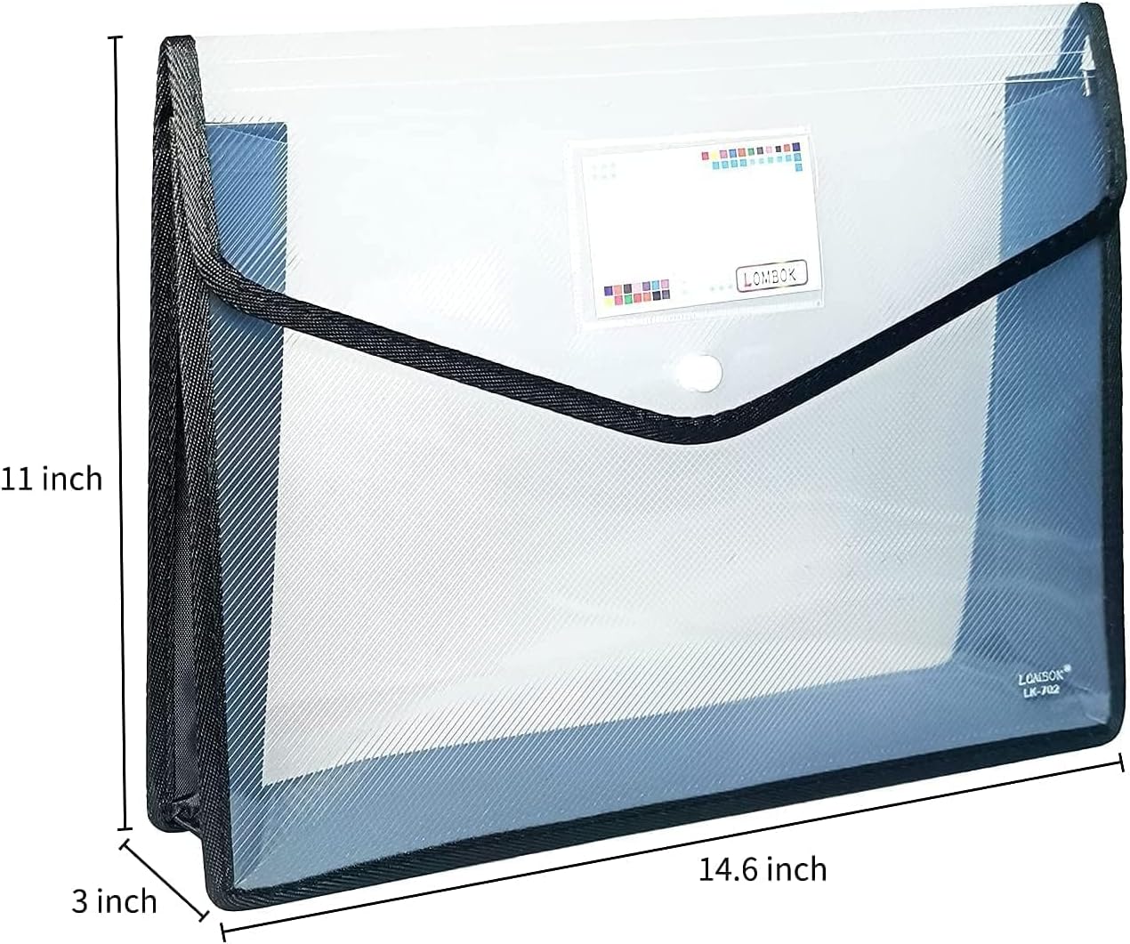 YoeeJob Plastic File Folders Legal Size Expandable Document Folder with Snap Button Closure, A4 Expanding File Wallet Envelopes Pouch with Label Pocket, 18 Packs, Black