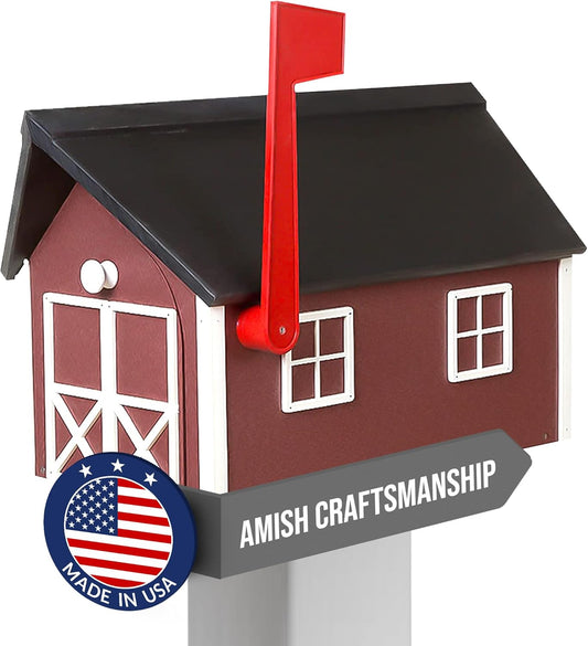 Peaceful Classics Poly Mailbox- Durable, Weather-Resistant Amish Craftsman Mailboxes for Outside Uses Like Front Yard and Road Side- Long-Lasting, Decorative, Modern Mailbox (Burgundy).
