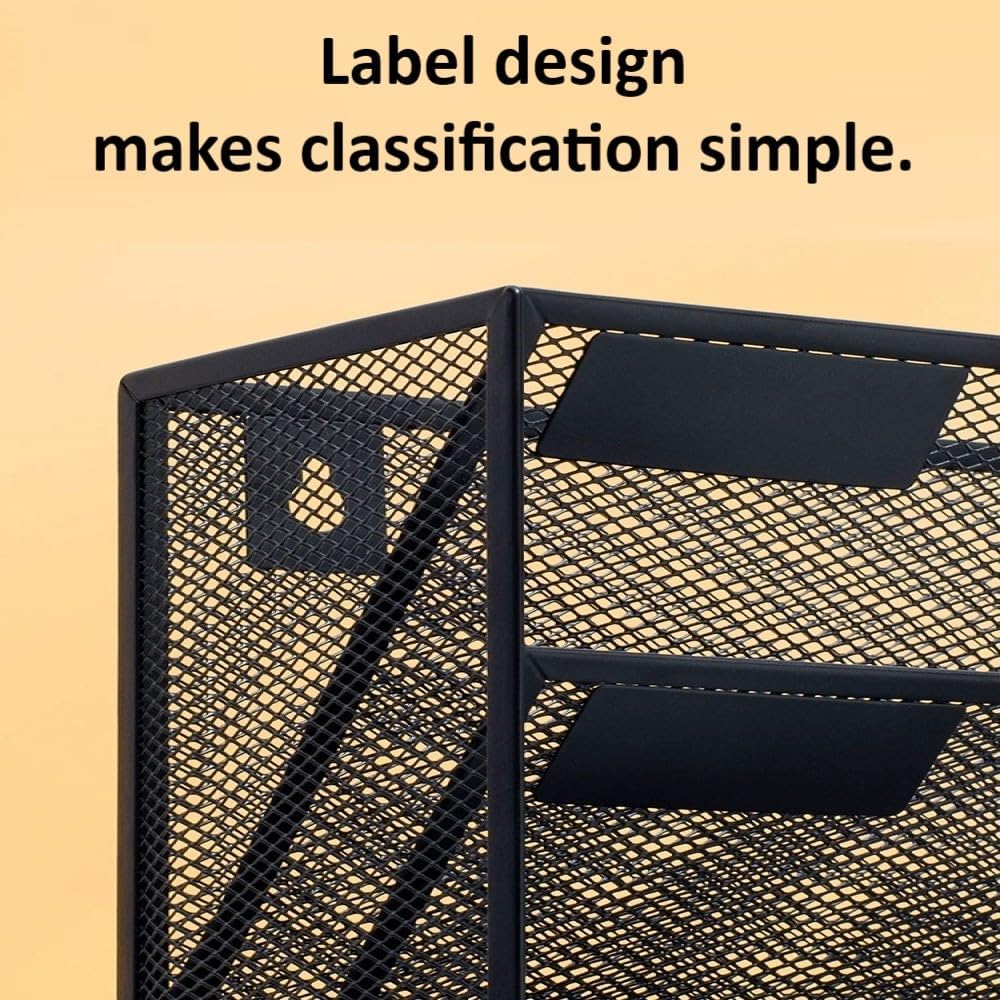 Kuntine.B Wall File Organizer Office Hanging Magazine Holder Wall File Organizer for Office Home (Black, 3 Tier)