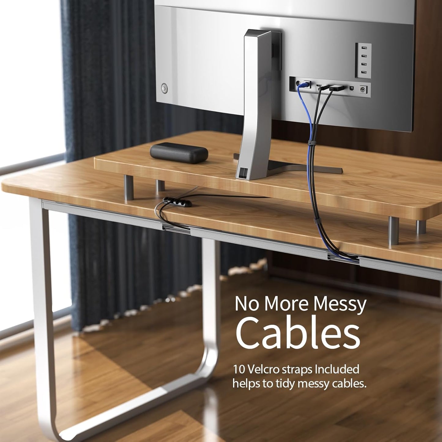 Delamu 157in Cable Management Under Desk, Safe & Tidy Under Desk Cable Management for Home & Office, Cord Organizer for Desks, Wire Organizer Kit, 10 Pack Grey