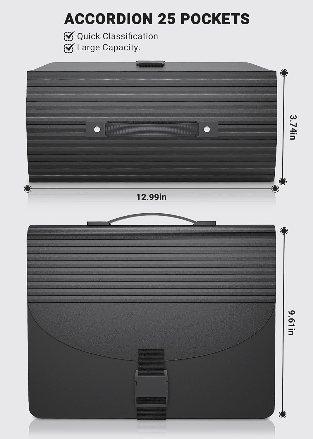 Expanding File Folders,Accordion File Organizer with Handle,25 Pockets Expandable File Folder Portable Filing Box,Adjustable Support Strap,Colored Tabs.Papers Bills Documents Organizer,A4/Letter Size