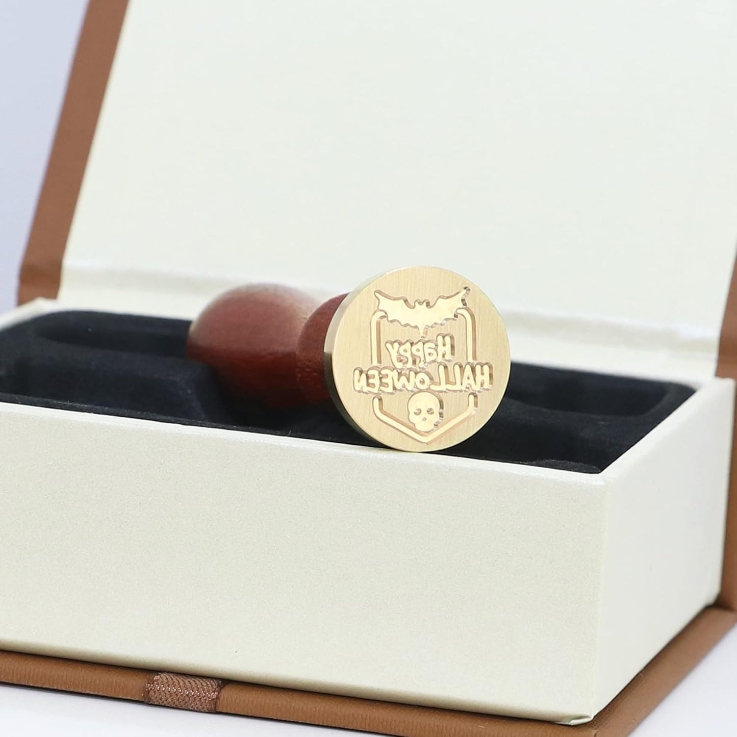 SWANGSA Halloween Wax Seal Stamp Set, Vintage 6 Pieces Sealing Wax Stamp Heads and 1 Wooden Handle for Halloween Party Invitations, Letters, Envelopes, Christmas (Halloween Set)