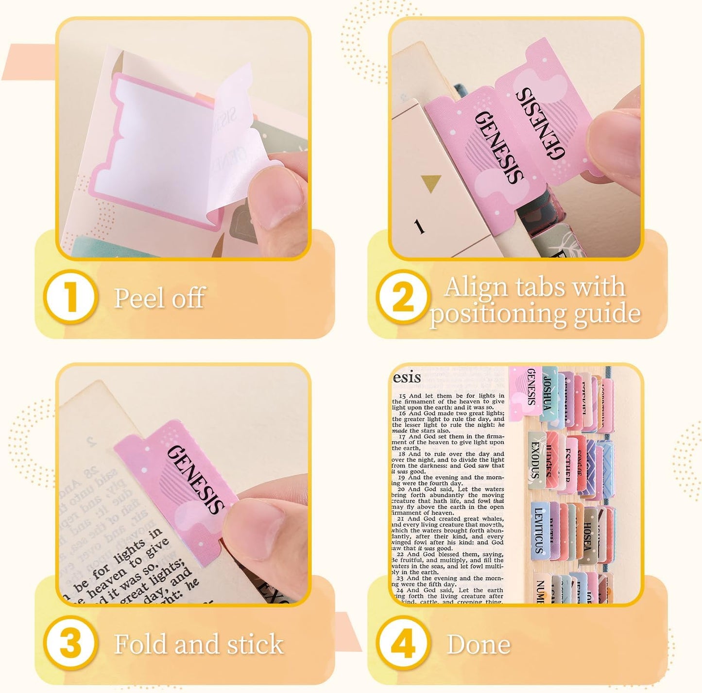 Bible Tabs for Women, 66 Large Print Laminated Bible Chapters Index Tabs and 39 Blank Dividers Sticky Labels, Cute Beauty Geometry Bible Study Supplies, Journaling Accessories, Christian Gifts for Men