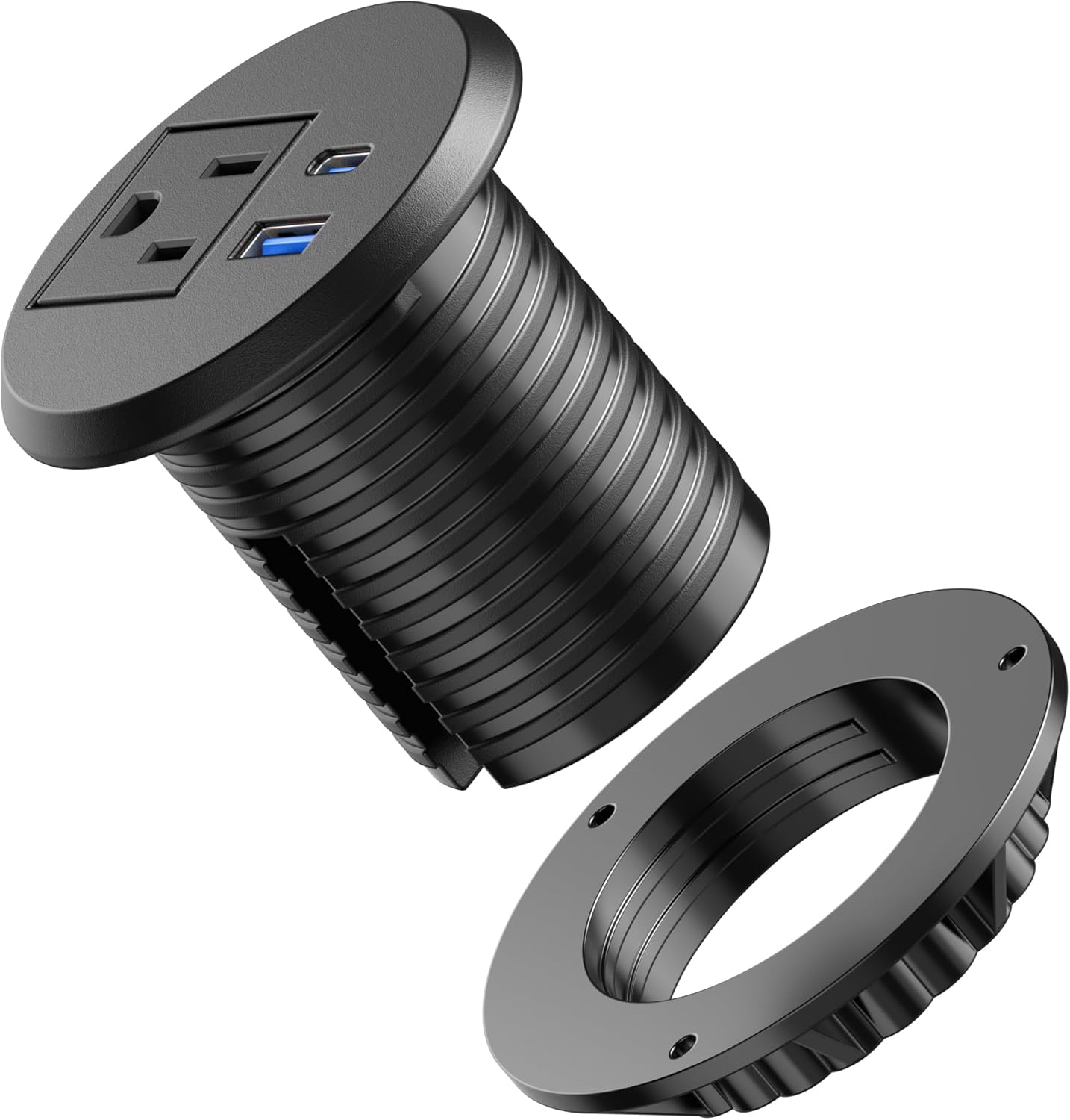 Desktop Power Grommet, 2 inch, USB C PD 20W Fast Charging Station, Desk Hole Outlet,ETL Listed (2, 6 FT Cable)
