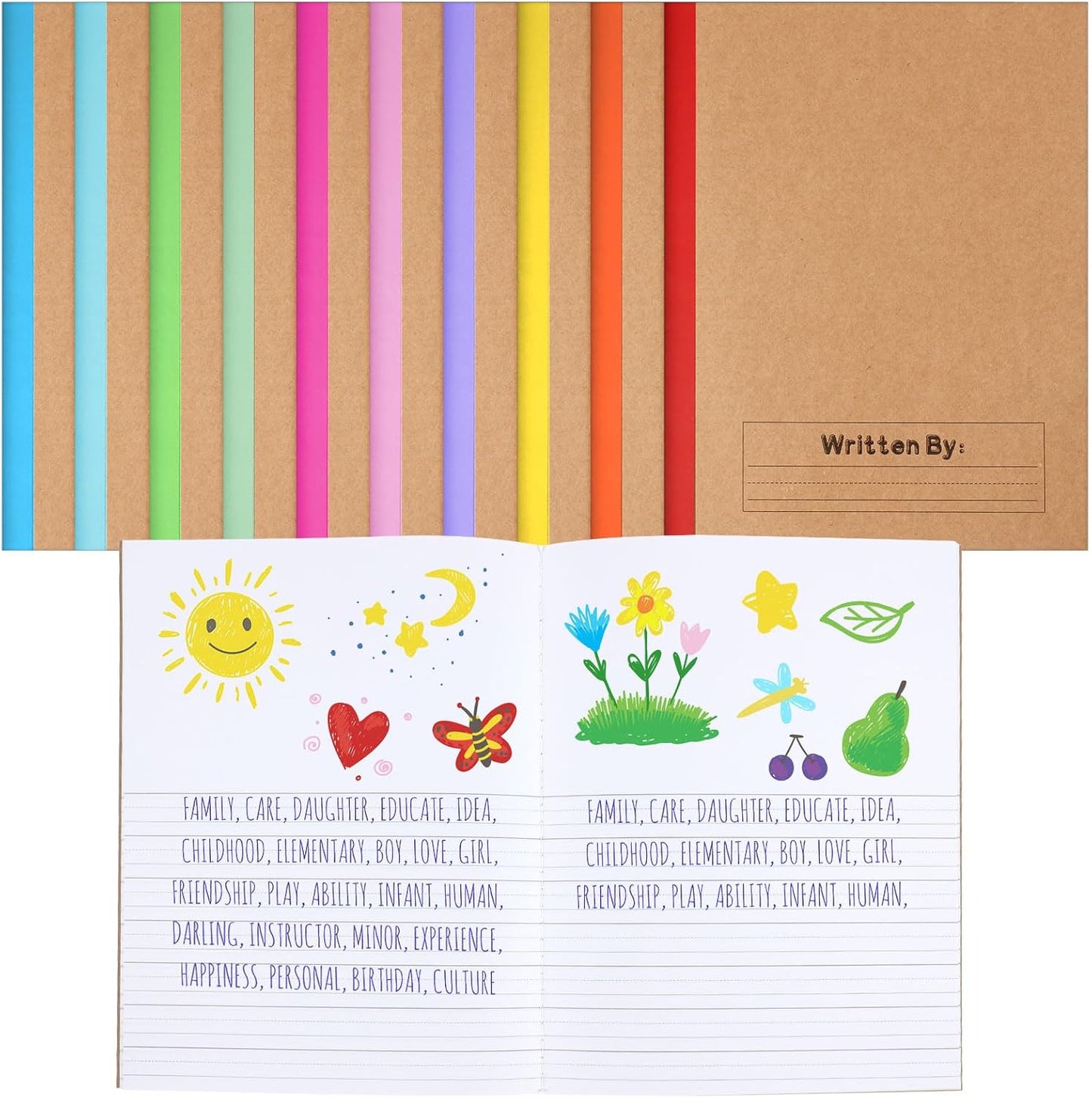 Henoyso 10 Pcs Primary Composition Notebook 9 3/4 x 7 1/2 Inch Kids Journal, Back to School Supplies, K-2 Primary Writing Notebook for Kids Student Draw and Write Story Journal (Stylish Color)