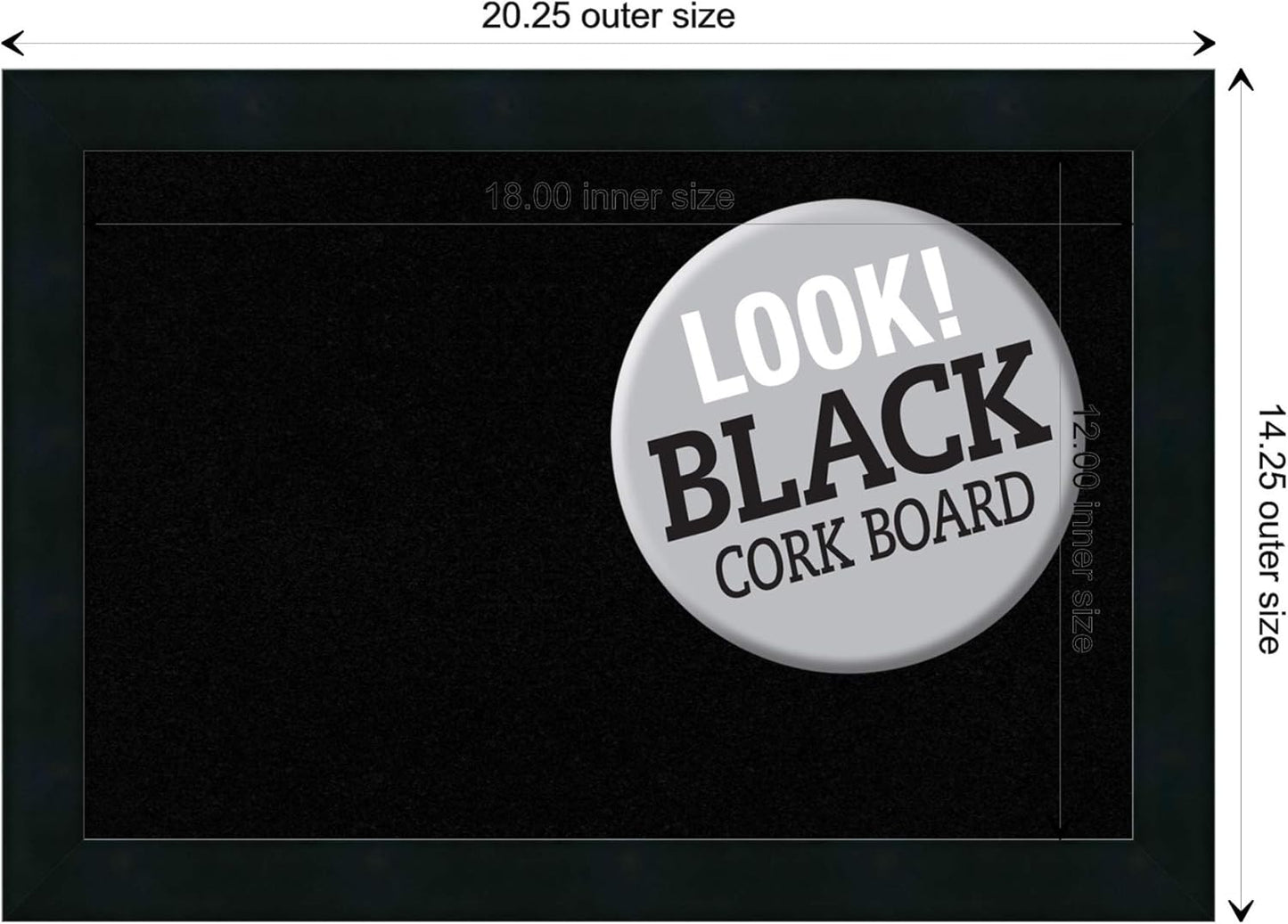 Amanti Art Black Cork Board for Wall, 14x20 Vision Board with Black Wood Frame, Small Corkboard Office Decor for Home Organization, Modern Contemporary Corkboard Pinboard to display items for home
