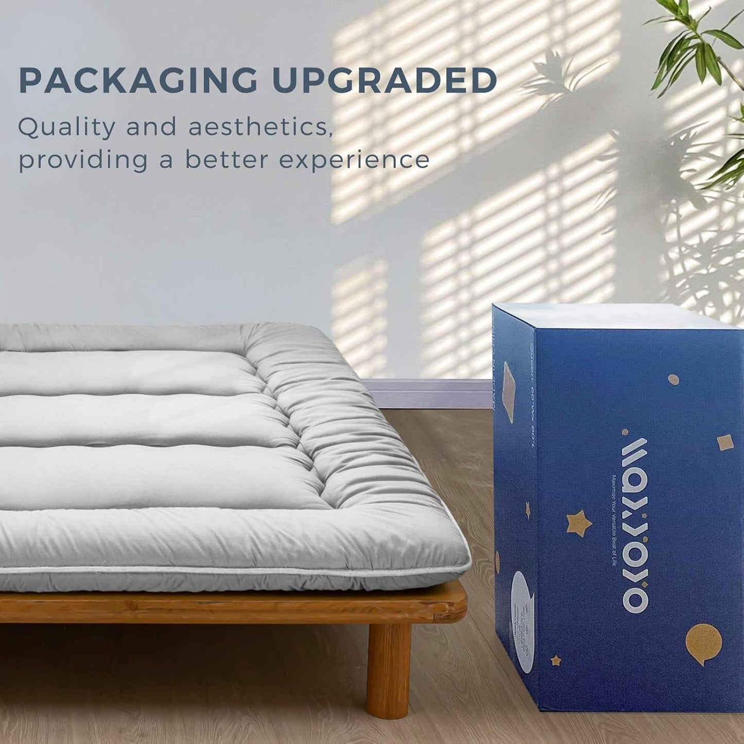 MAXYOYO Japanese Floor Mattress, Thicken Daybed Futon Sleeping Pad Foldable Roll Up Mattress Boys Girls Dormitory Floor Lounger Bed Couches and Sofas, Grey, Twin Size