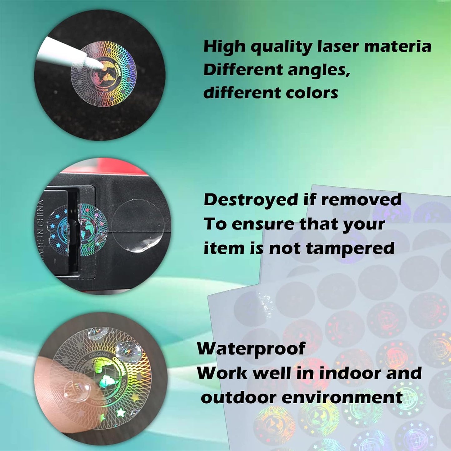 Tamper Evident Labels Hologram Transparent Blank Crystal Clear Sealing Package Seal Self Adhesive Security Warranty Void Tamper Proof Stickers Round 0.8 inch Diameter(320pcs)