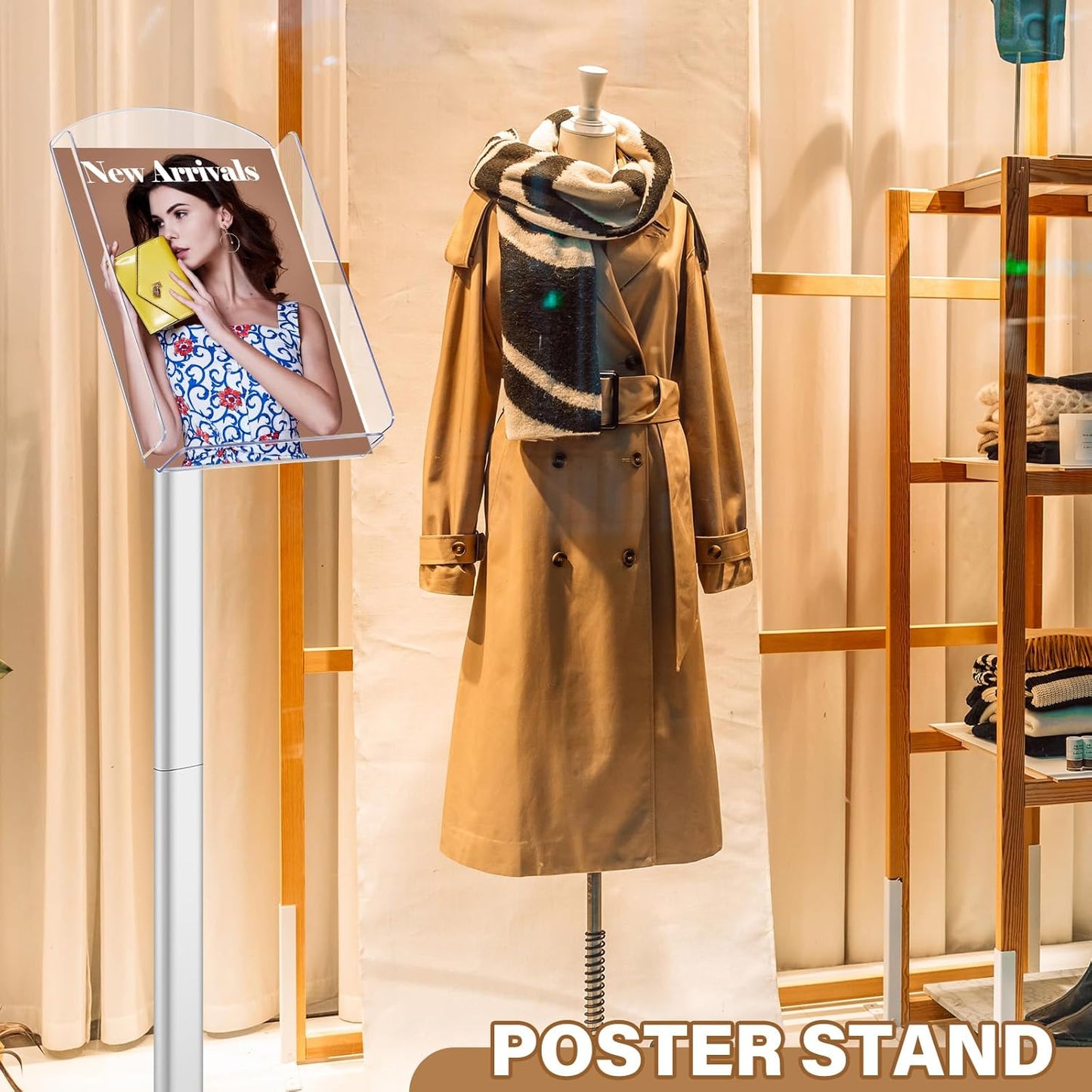 Advertising Brochure Holder Displays Stand 8.5 x 11 Inches Pedestal Poster Sign Stand for A4 Poster Acrylic Storage with Aluminum Frame Brochure Holder