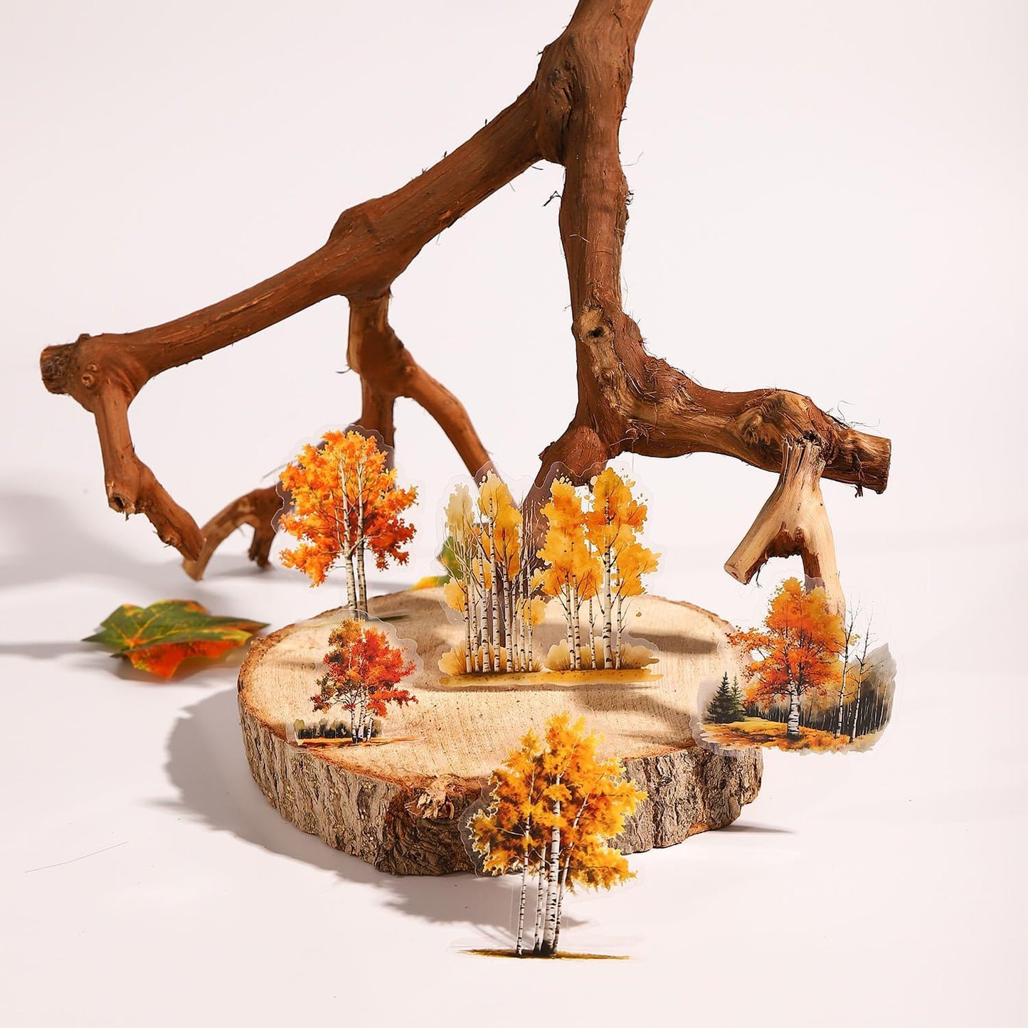 Forest PET Sticker Set, 120PCS Tree Ephemera for Scrapbooking, Journaling, Crafting, DIY Projects, and Art Supplies