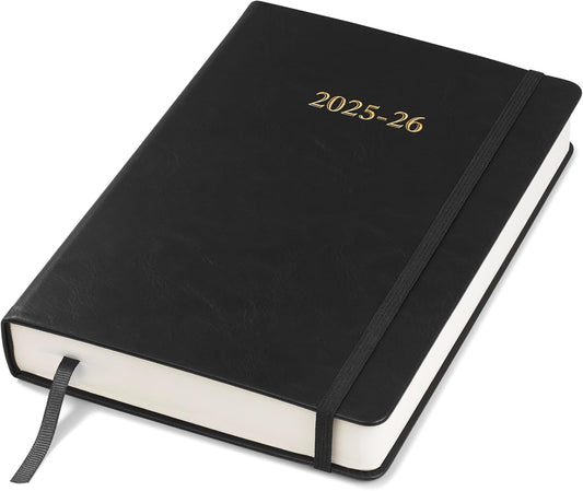 Wykeham's Executive 2025-26 Daily Journal Planner – Customization Available – Mid-Year Academic Diary (Black, 8.5"×5.5")