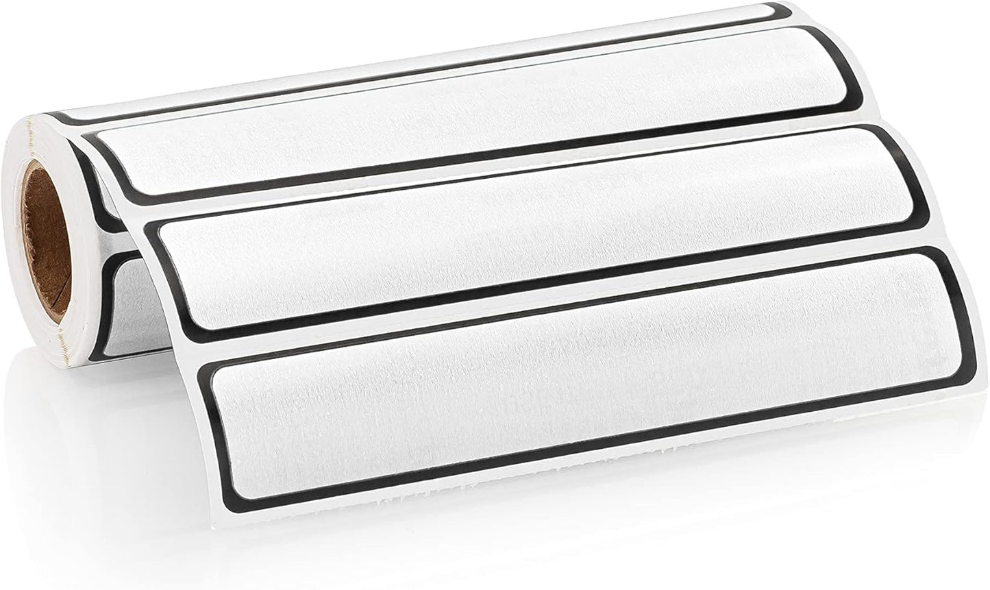 Carstens Adhesive Sticker Labels, 5 3/8” x 1”, Binder Labels for 1” Ring Binder Spines, White, Roll of 200