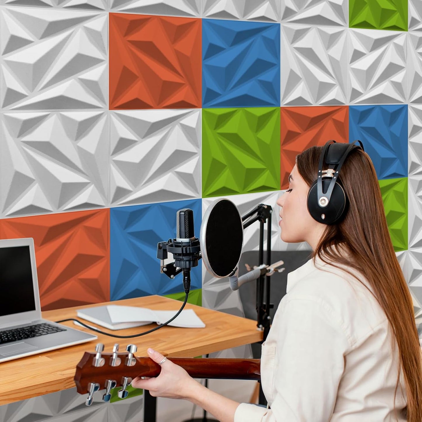 Art3dwallpanels 20 Pack Acoustic Panels Soundproof Wall Panels Acoustic Sound Dampening Panels, 3D Wall Panels Sound Absorbing Panels, 12" X 12", White