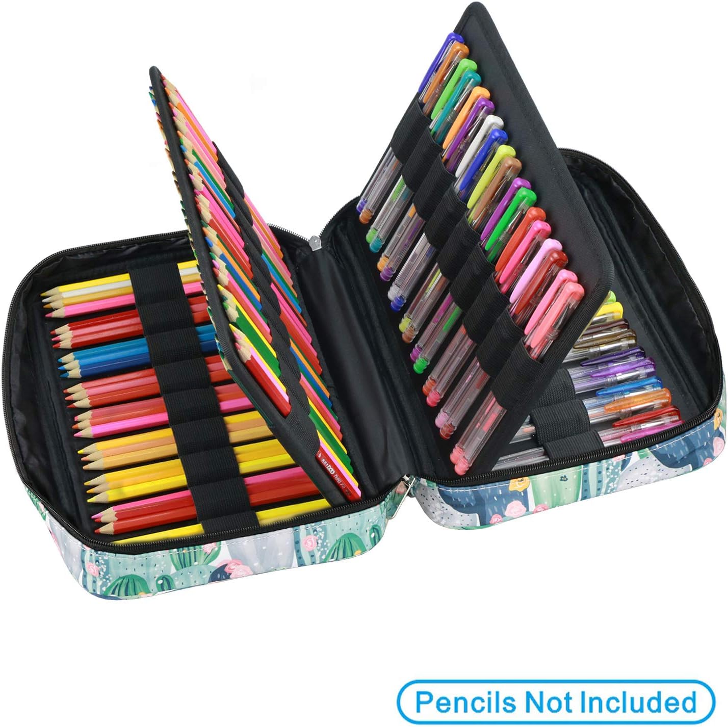 YOUSHARES Colored Pencil Case Holder - Pen Case Organizer with Multilayer Holder for Prismacolor Colored Pencils & Gel Pen of Adult & Artist (cacti)