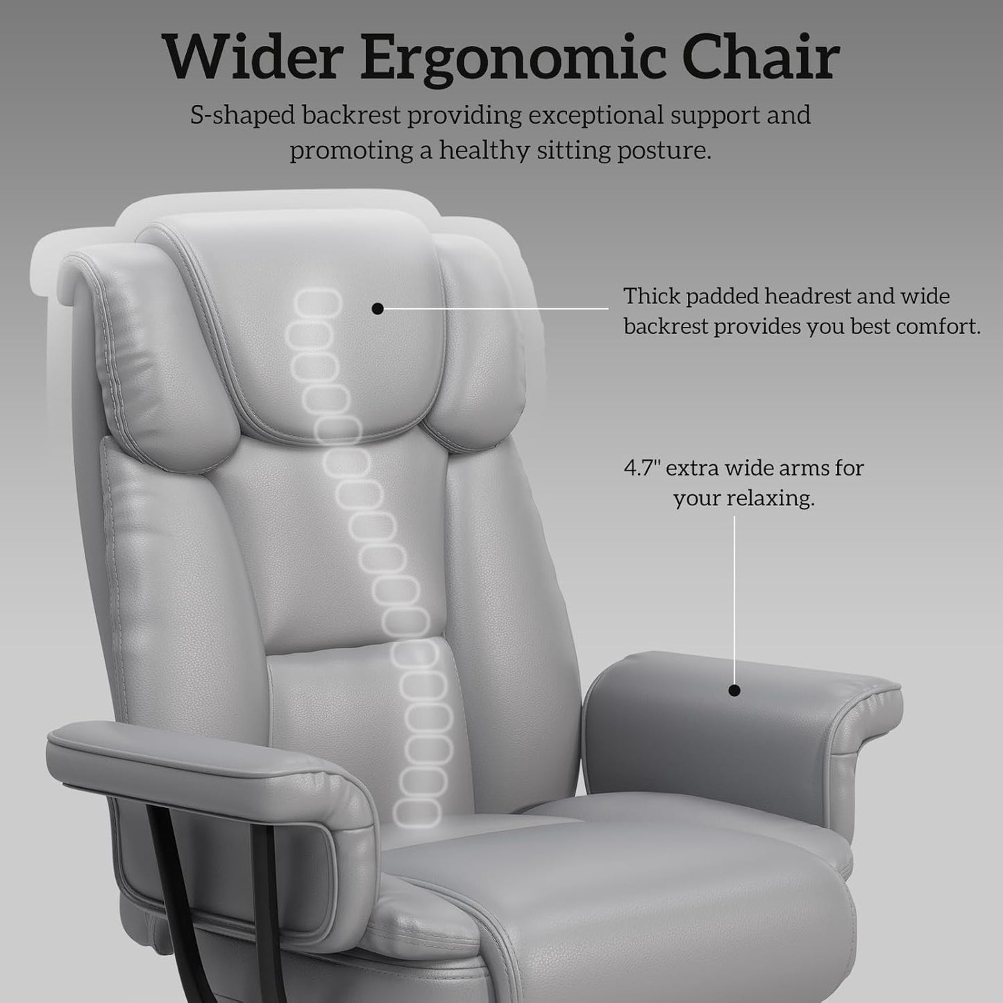 GYI Criss Cross Chair with Wheels, 160°Big and Tall Reclining Office Desk Chair with High Back, Wide Seat, Arms, Footrest, Grey