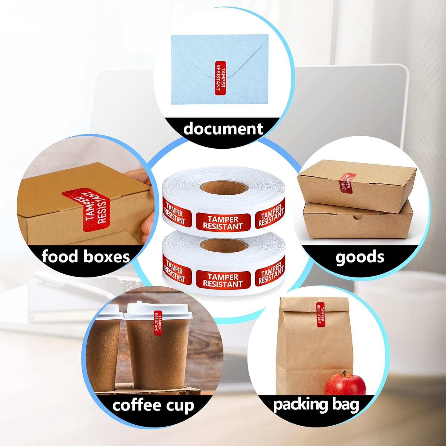 Gueevin 1000 Pcs Tamper Resistant Metallic Labels Adhesive Stickers, 0.5 x 1.5 Inches Tamper Evident Tape Holographic Seal for Box Mailing Packaging Sealing Delivery Office Home Supplies