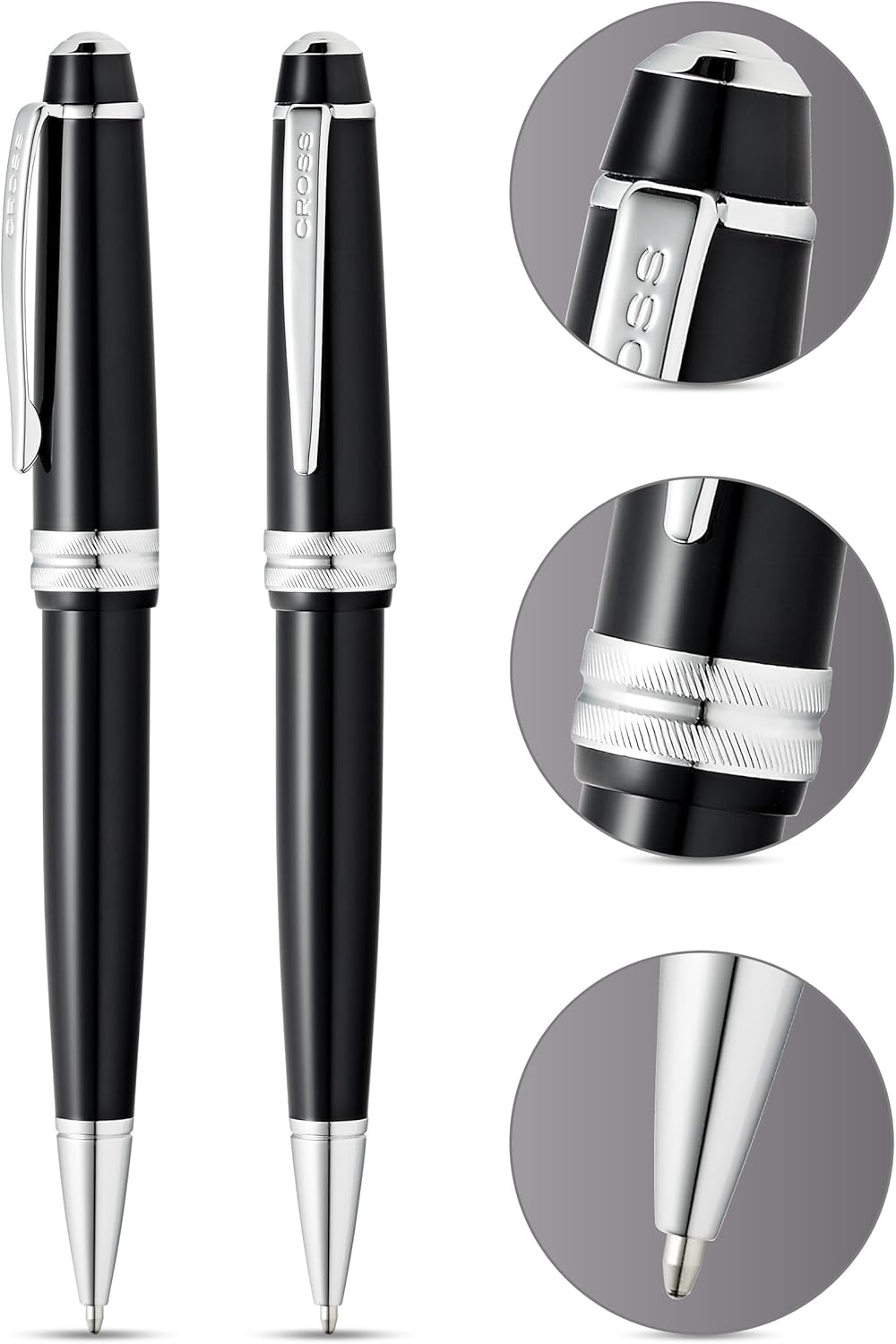 Cross Bailey Light Refillable Ballpoint Pen Presented in a Everyday Gift Box - Medium Point, Black Ink, Glossy Black