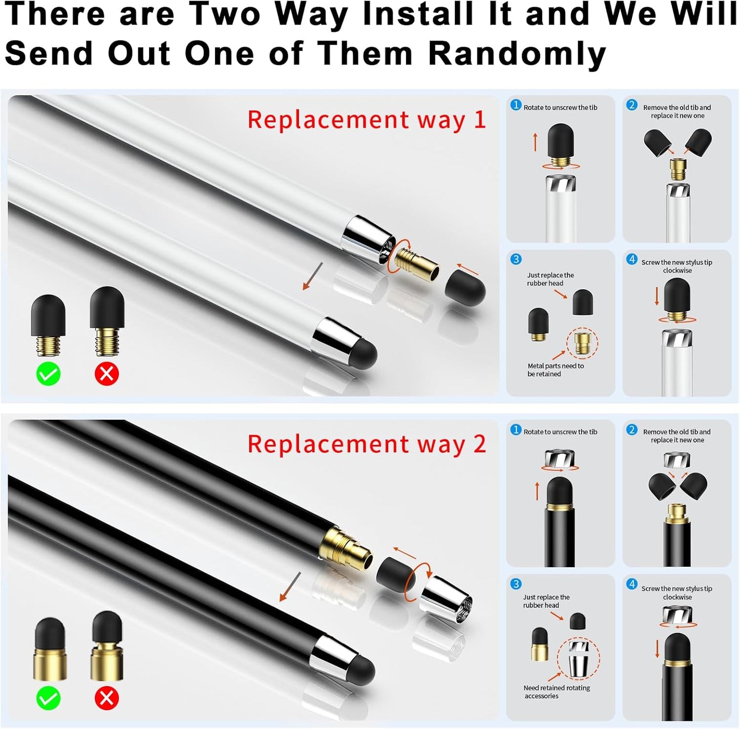 10 PCS Stylus,Stylus Pen for Touchscreen,Stylus 2-in-1 High Sensitivity & Precision Suitable for Touch Screens of iPhone/ipad/Android Tablets(10 Stylus Pen Withe/Black + 20 Tips)