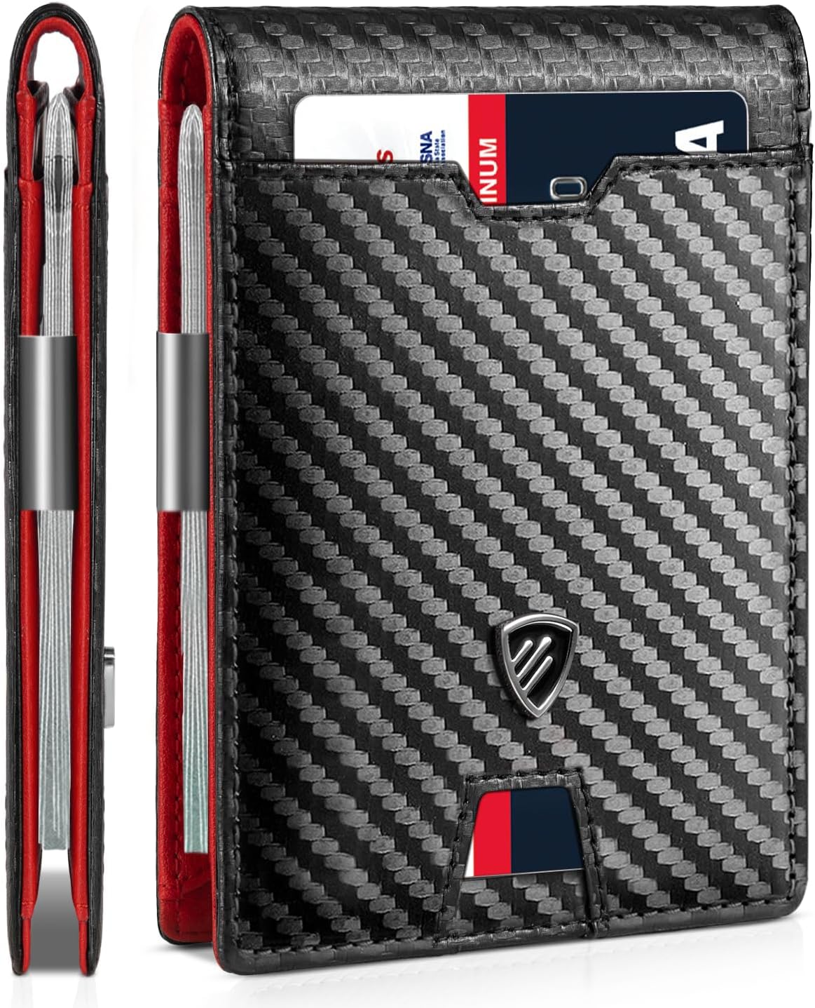 RUNBOX Mens Slim Wallet with Money Clip RFID Blocking Bifold Credit Card Holder for Men with Gift Box