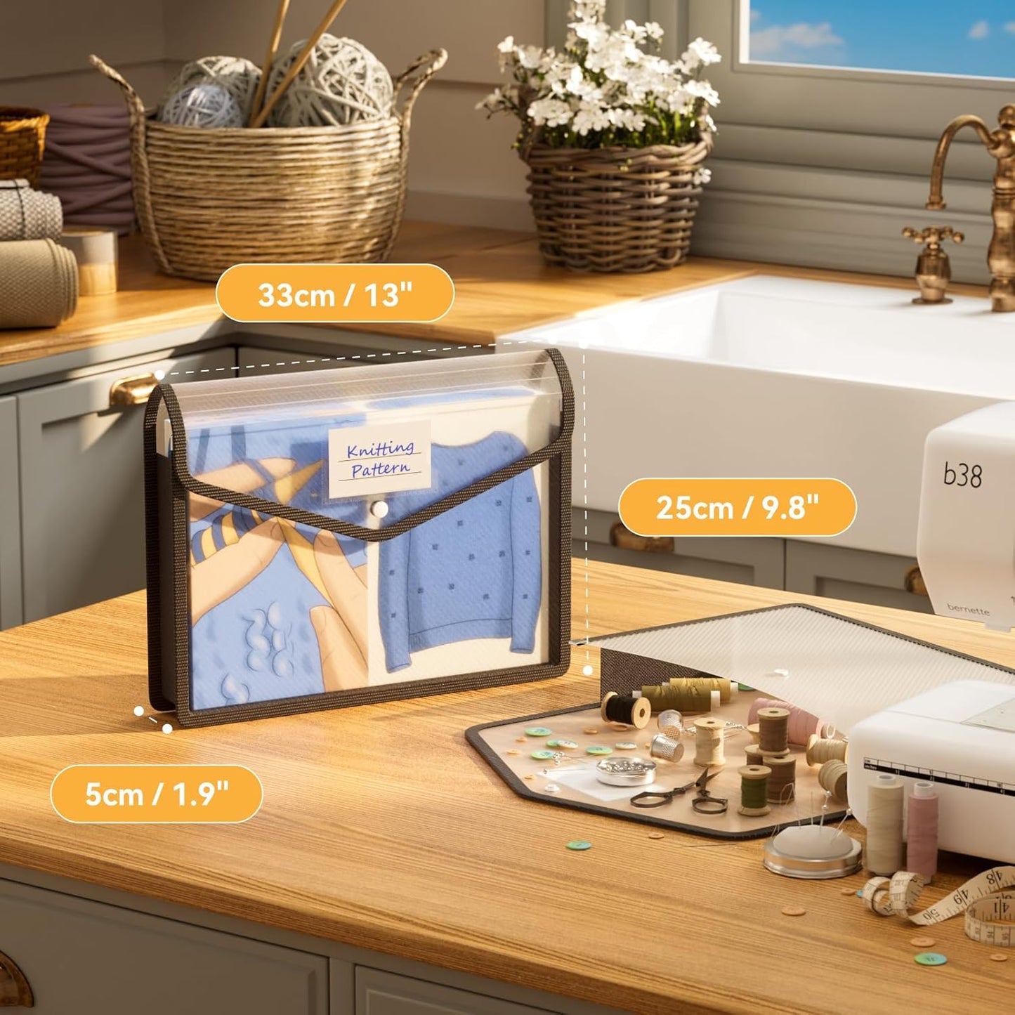 ABC life 8 Pack Plastic Expanding File Folder, Folders for Documents with Snap Closure, Black File Folder Organizer Holder, Transparent Accordion File Pouch,Large Capacity, Fit Letter/A4 Size - Black