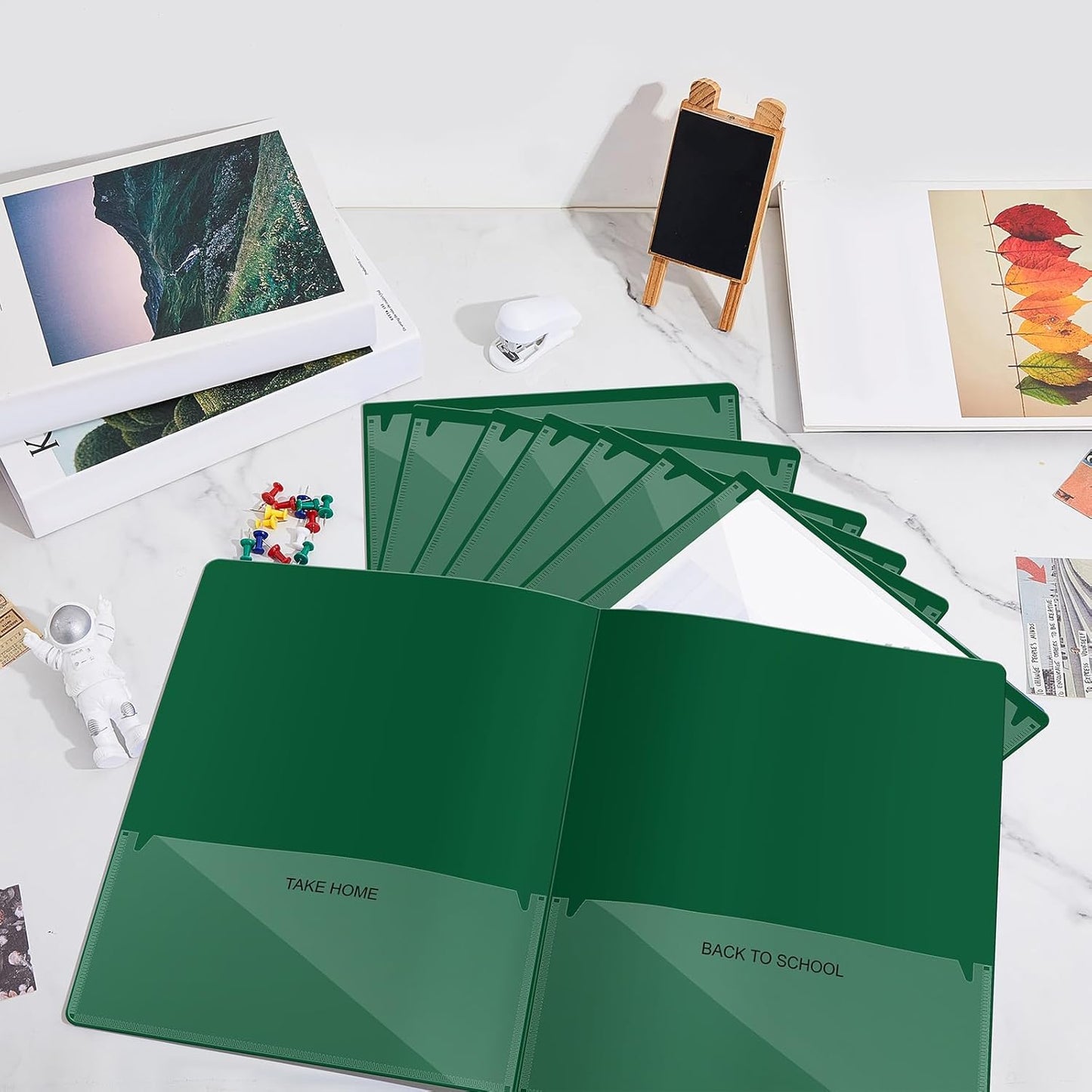 Henoyso 72 Pcs Plastic Take Home Folders with 2 Pockets Parent Teacher Classroom Communication Homework Folder for Students Parent Teacher Connect (Dark Green)